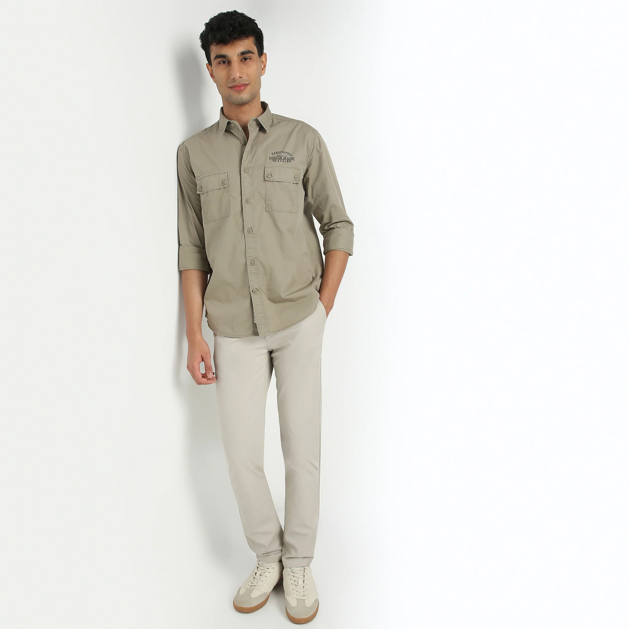 Modern Explorerᵉˣ Twin Pocket Slim Fit 100% Cotton Solid Shirt - Image 21