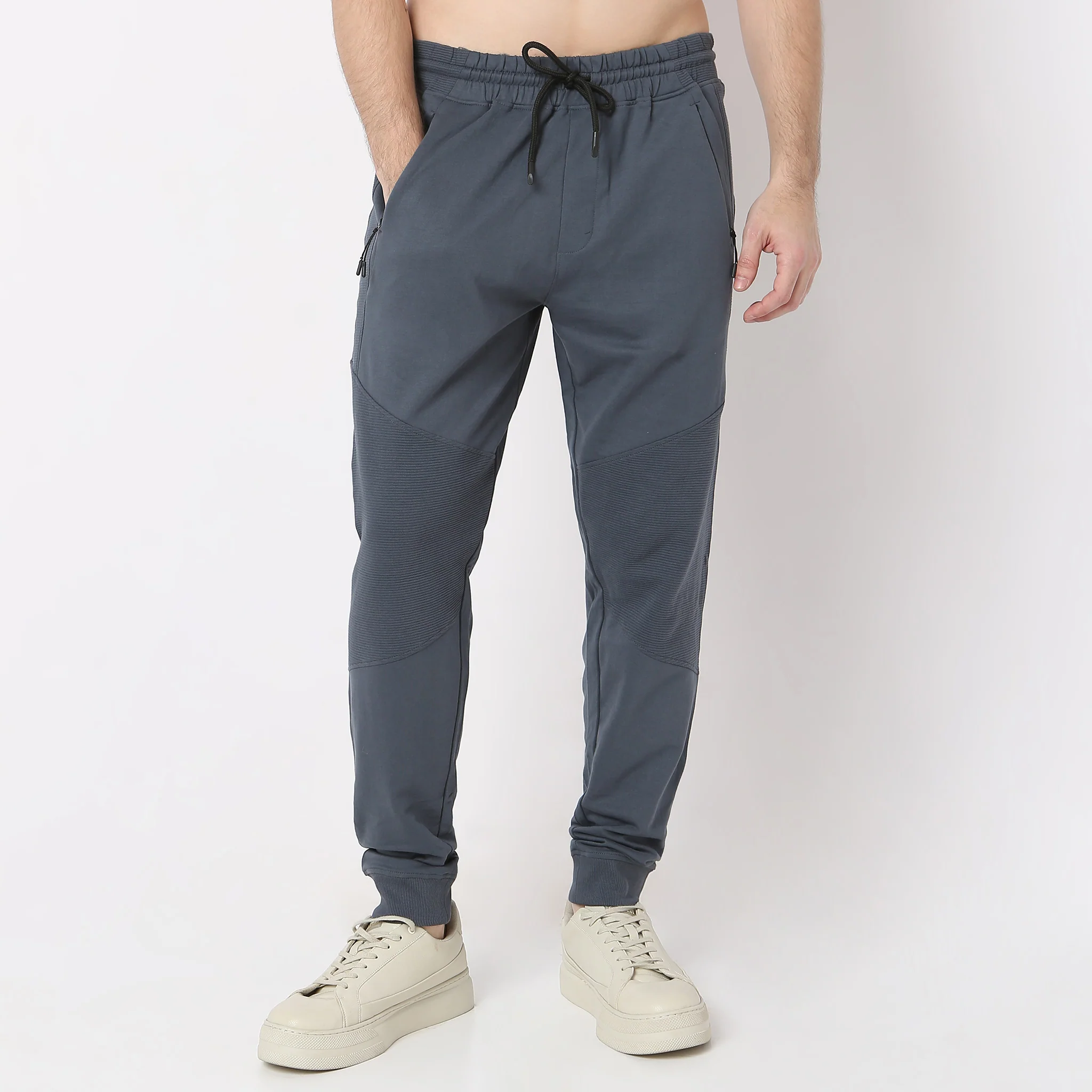 Moto Joggersᵉˣ Stretchable With Ribbed Panel - Image 2