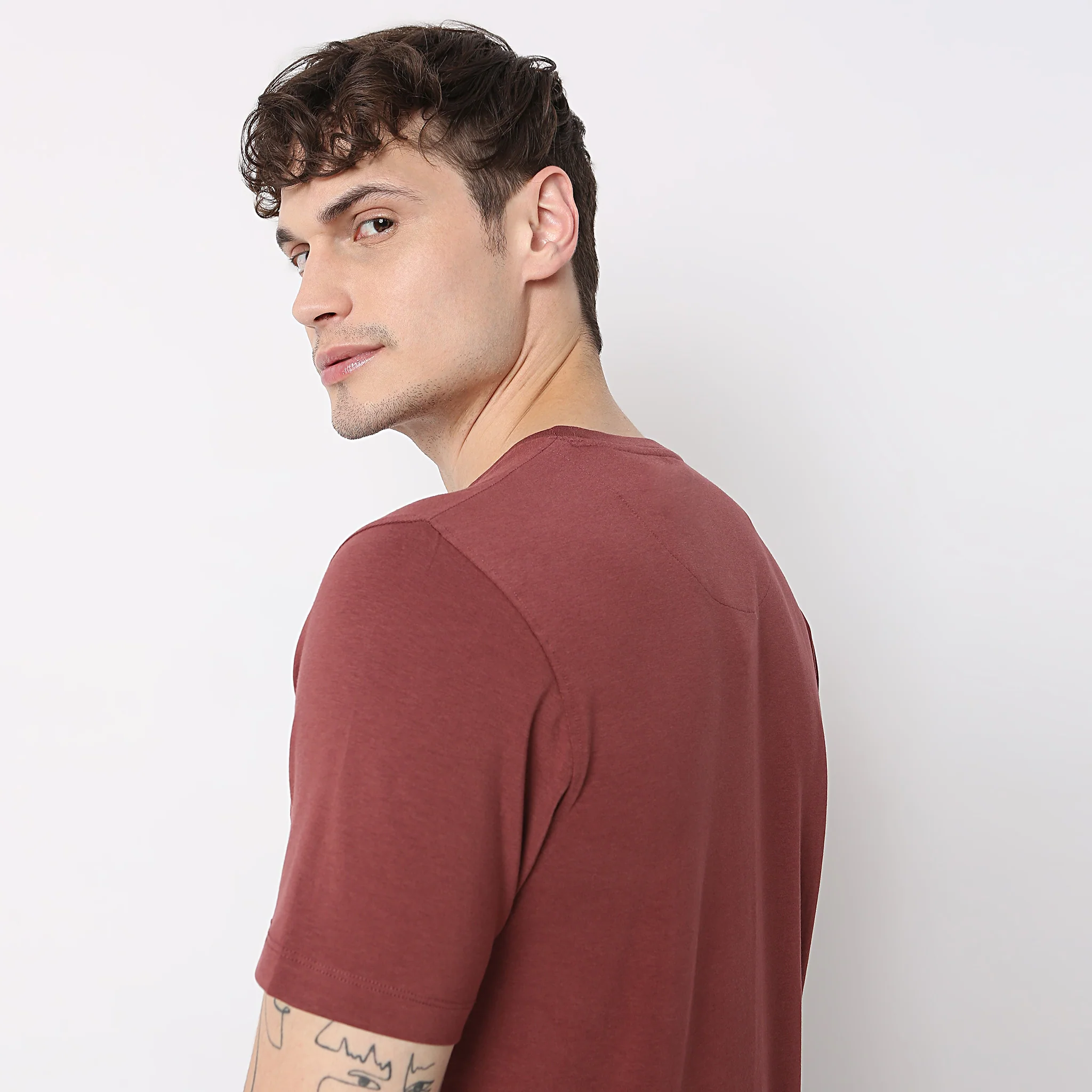 All Day Snugᵉˣ Luxury Micro Modal Blend With Cotton E-fast® Stretch Modern Lounge Crew Neck Half Sleeve T-Shirt - Image 10