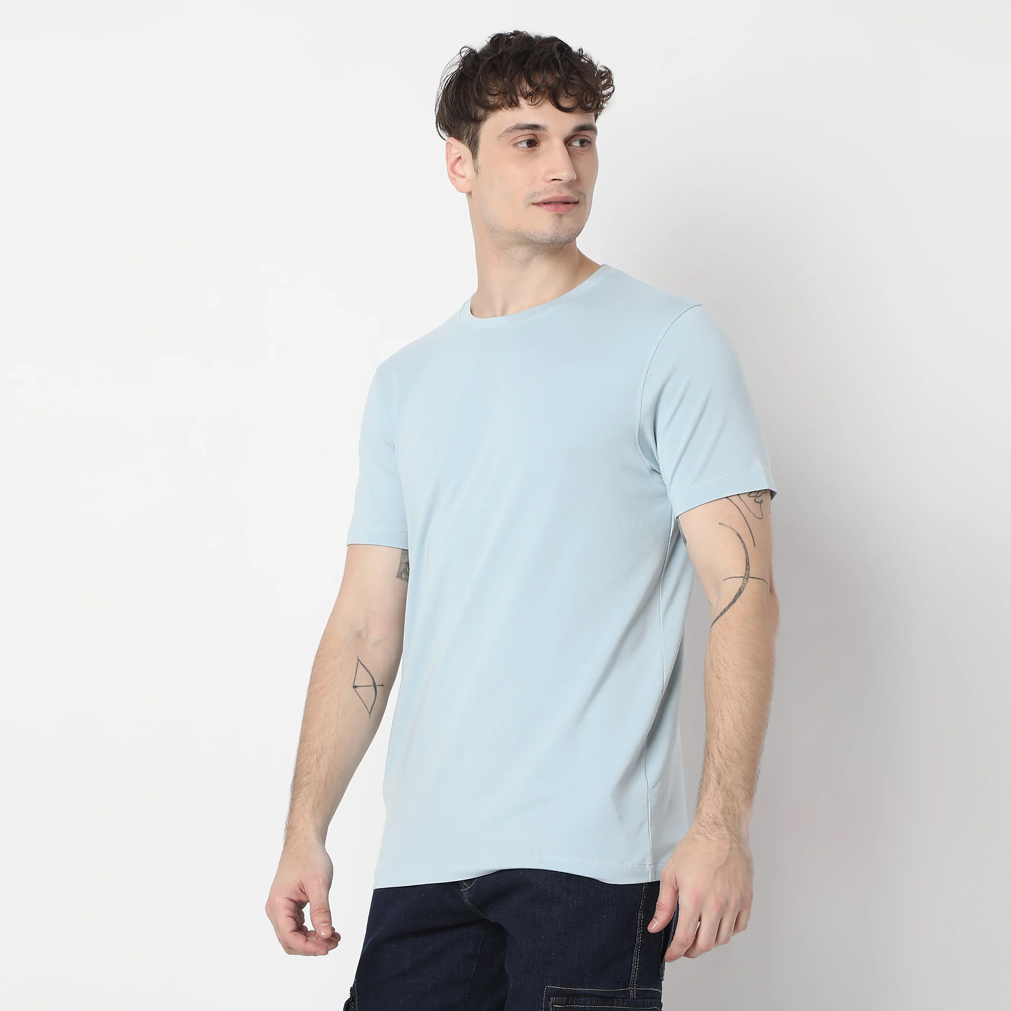 All Day Snugᵉˣ Luxury Micro Modal Blend With Cotton E-fast® Stretch Modern Lounge Crew Neck Half Sleeve T-Shirt - Image 14