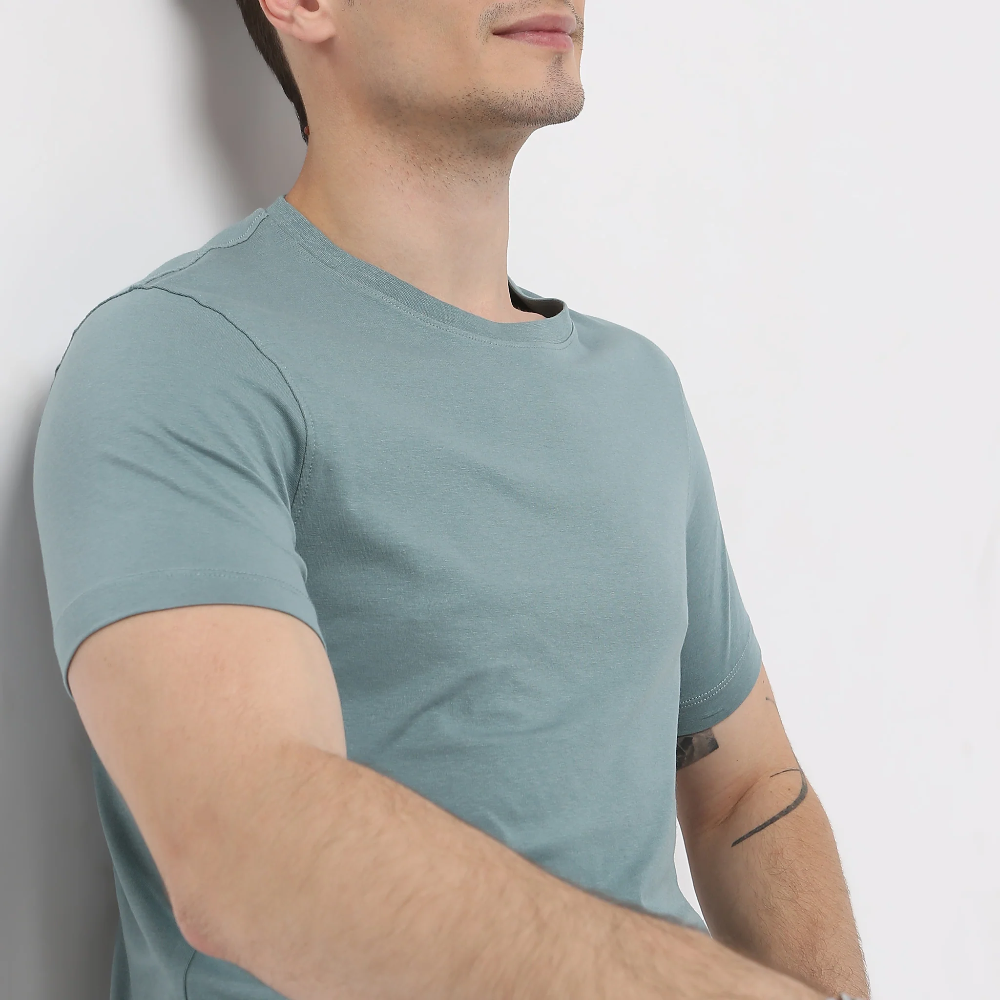 All Day Snugᵉˣ Luxury Micro Modal Blend With Cotton E-fast® Stretch Modern Lounge Crew Neck Half Sleeve T-Shirt - Image 20
