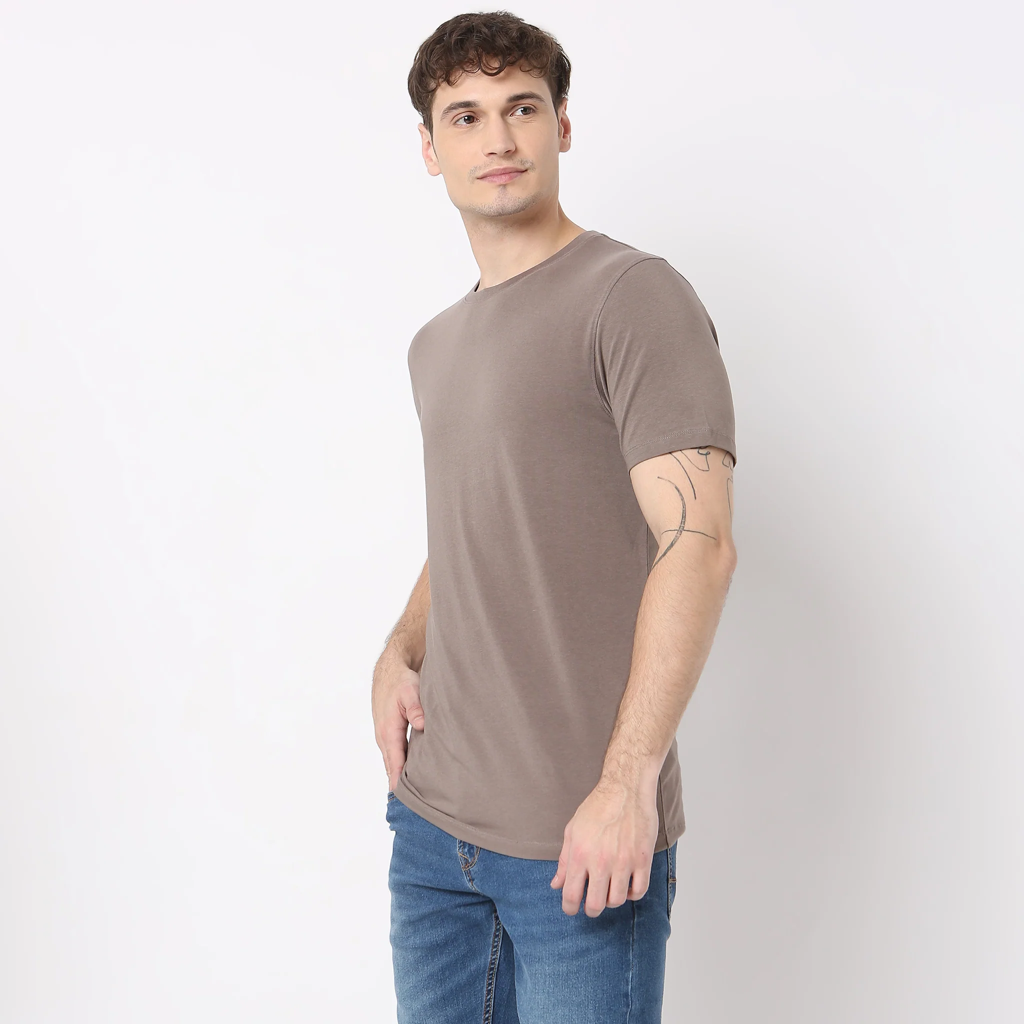 All Day Snugᵉˣ Luxury Micro Modal Blend With Cotton E-fast® Stretch Modern Lounge Crew Neck Half Sleeve T-Shirt - Image 4
