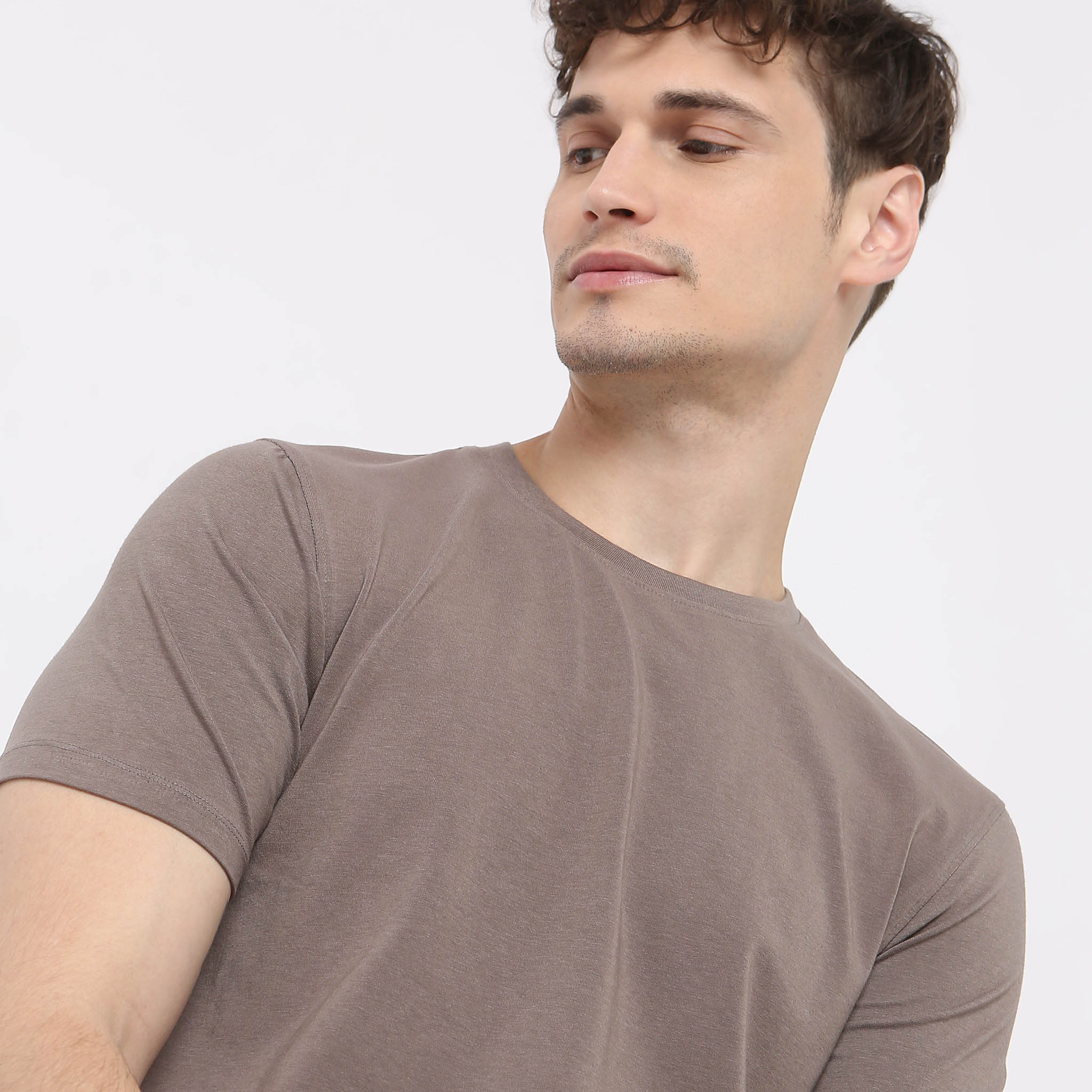 All Day Snugᵉˣ Luxury Micro Modal Blend With Cotton E-fast® Stretch Modern Lounge Crew Neck Half Sleeve T-Shirt - Image 5