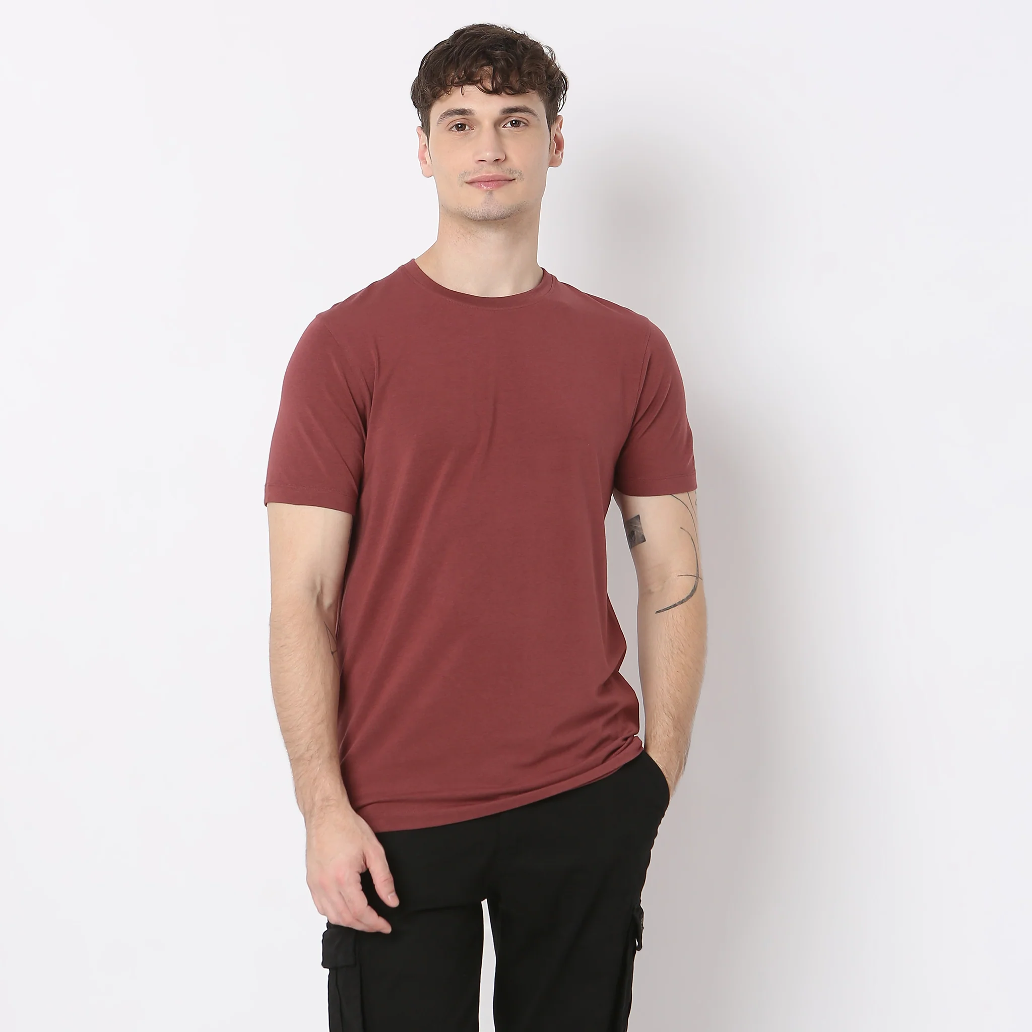 All Day Snugᵉˣ Luxury Micro Modal Blend With Cotton E-fast® Stretch Modern Lounge Crew Neck Half Sleeve T-Shirt - Image 7