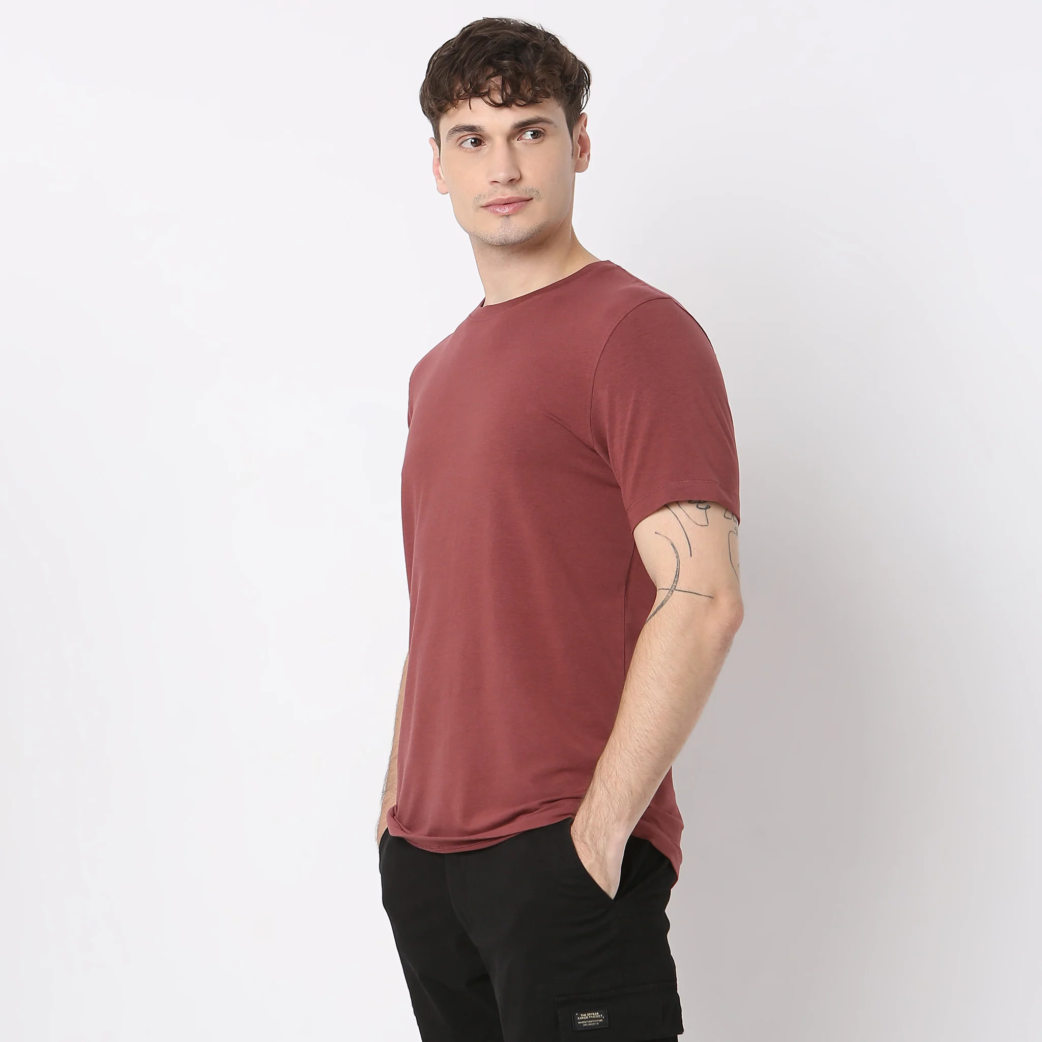 All Day Snugᵉˣ Luxury Micro Modal Blend With Cotton E-fast® Stretch Modern Lounge Crew Neck Half Sleeve T-Shirt - Image 9