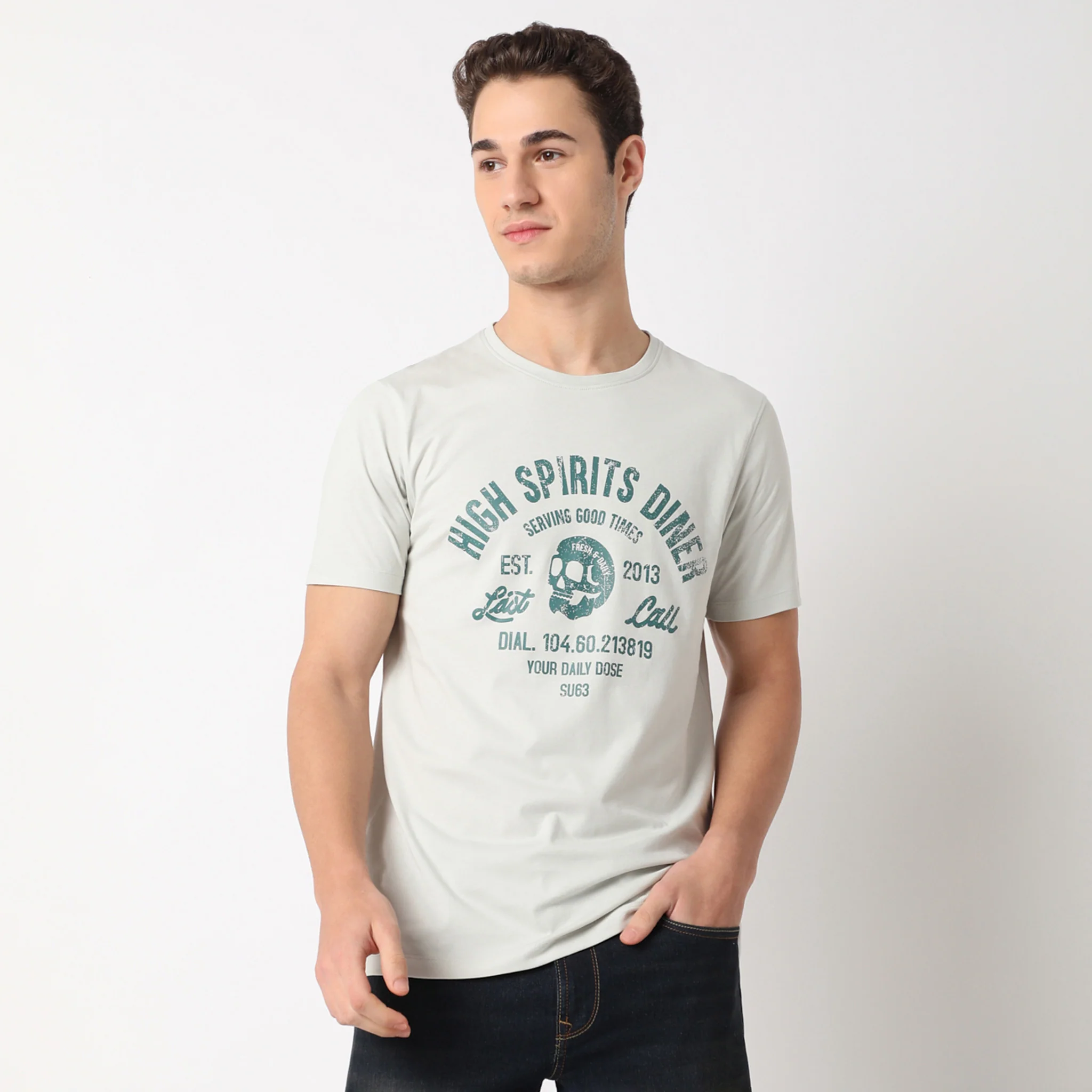 Graphic Crew Neck Cotton T-Shirt - Image 2