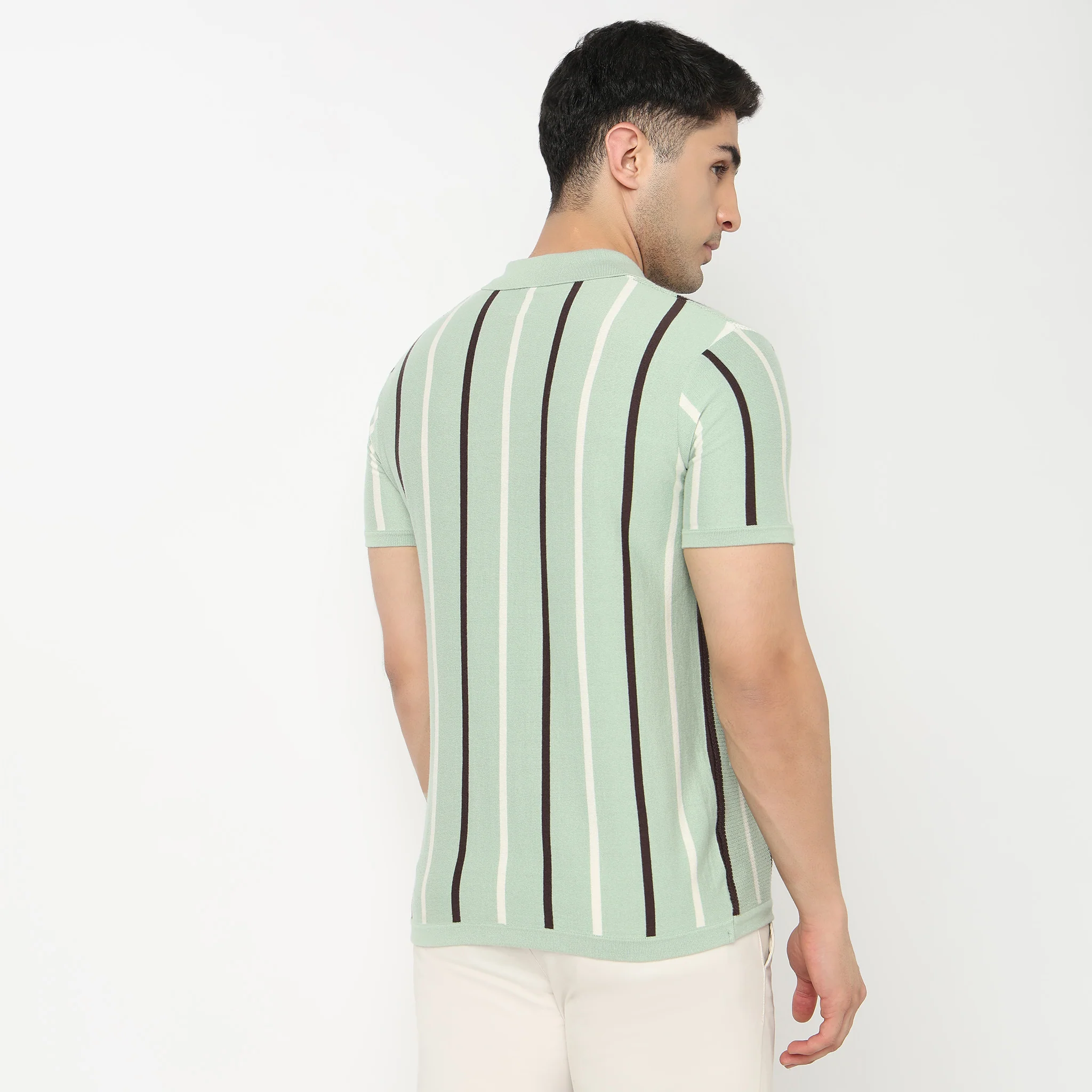 Hand Knit Striped Polo T-Shirt - Image 13