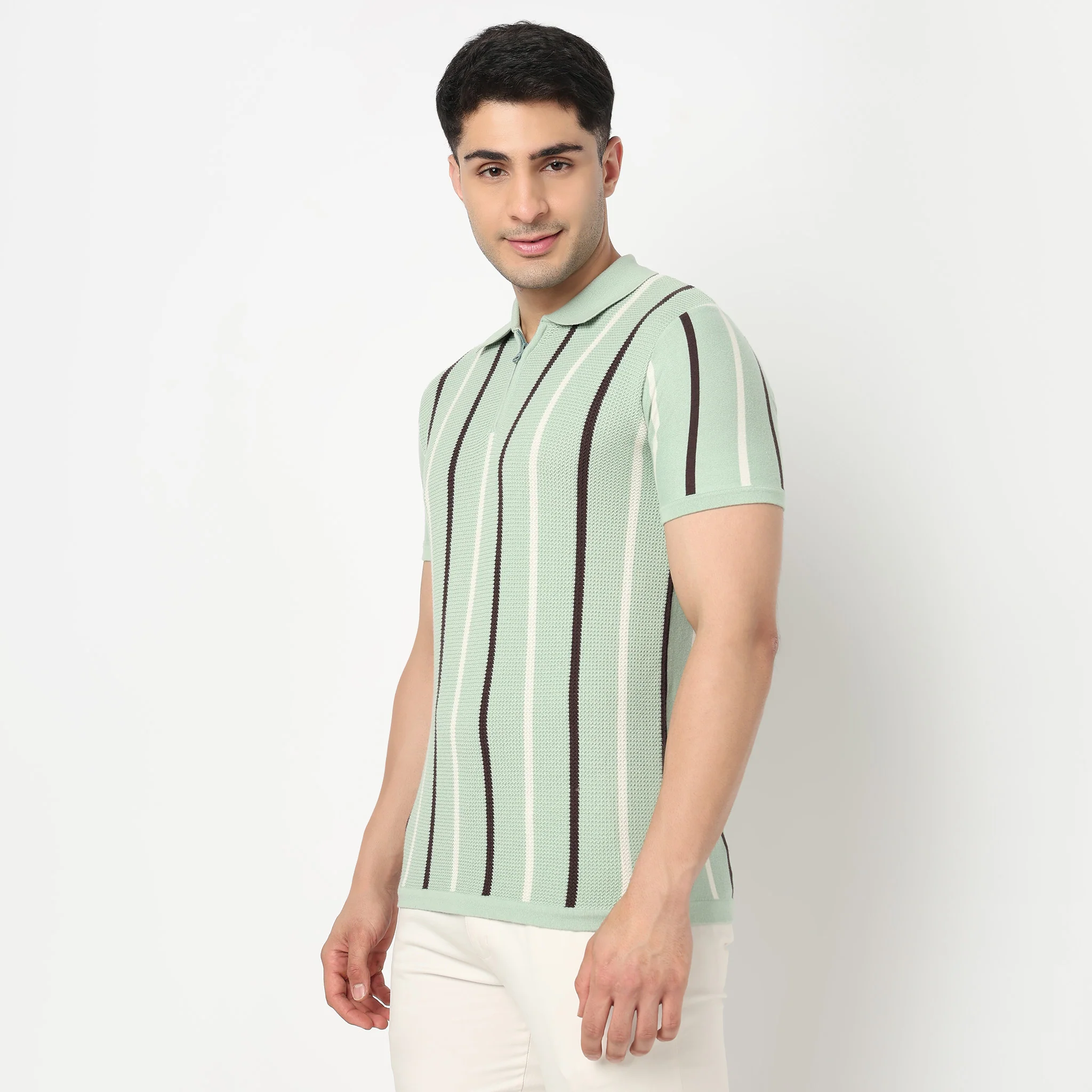 Hand Knit Striped Polo T-Shirt - Image 15