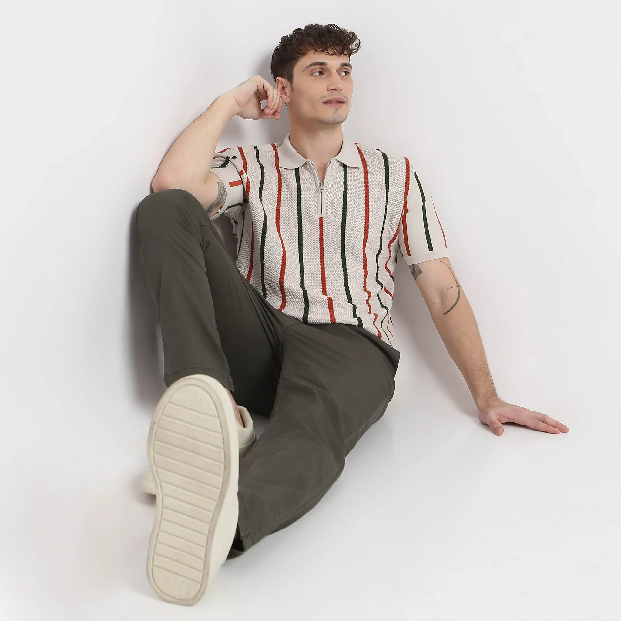 Hand Knit Striped Polo T-Shirt - Image 2