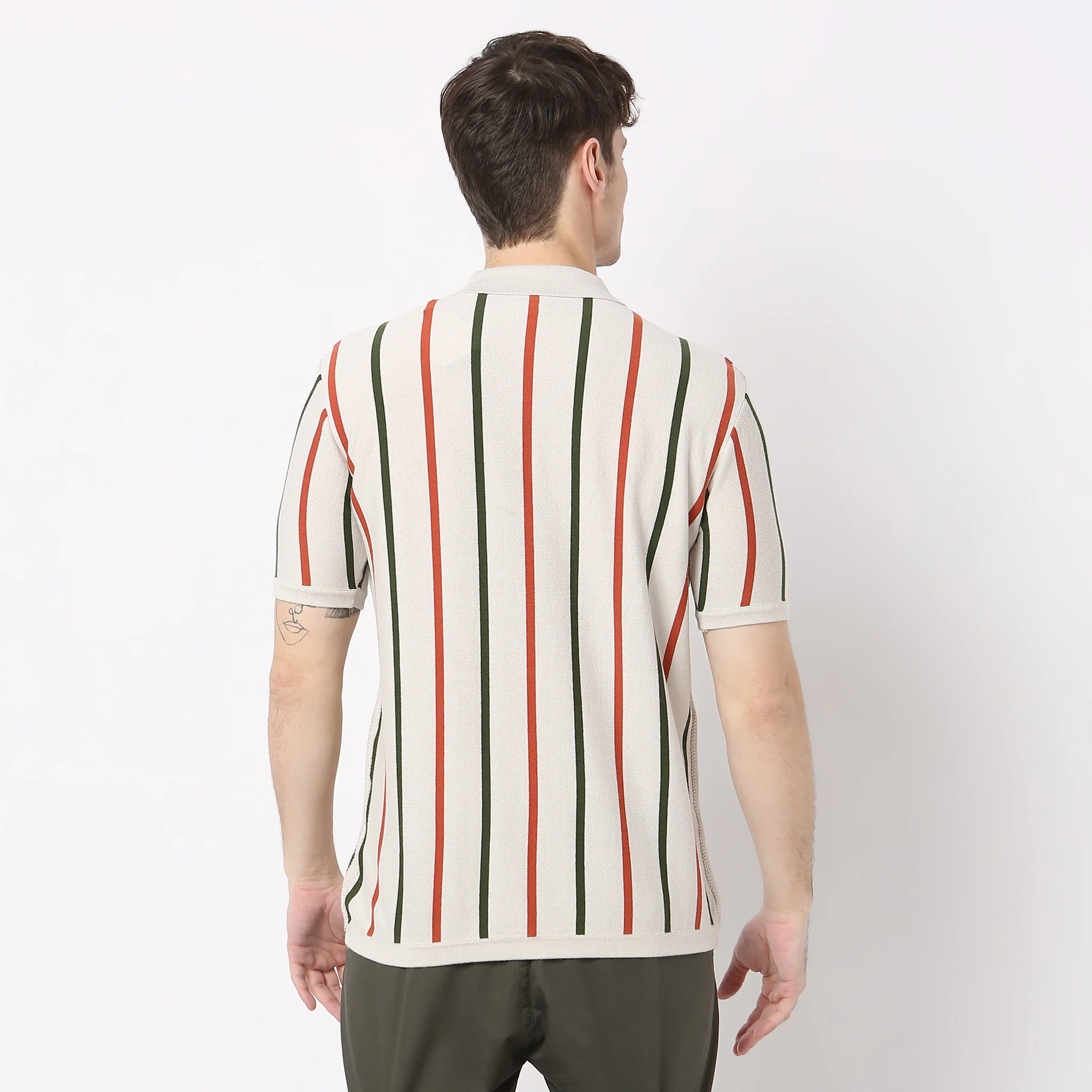 Hand Knit Striped Polo T-Shirt - Image 3