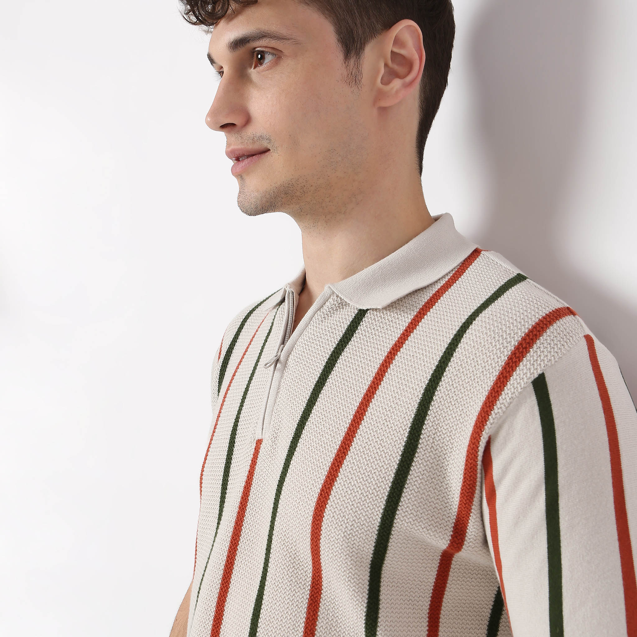 Hand Knit Striped Polo T-Shirt - Image 4