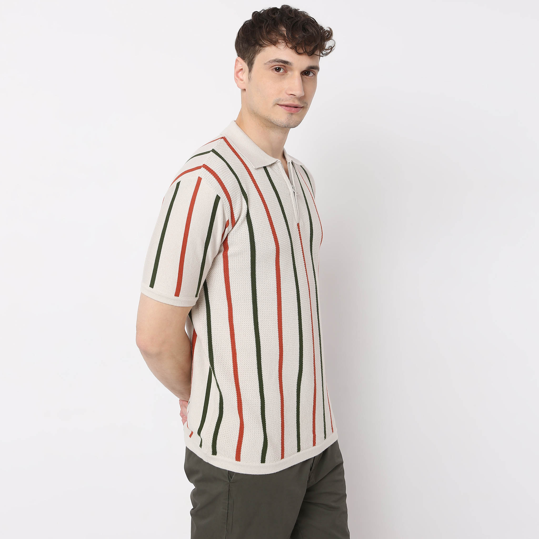 Hand Knit Striped Polo T-Shirt - Image 5