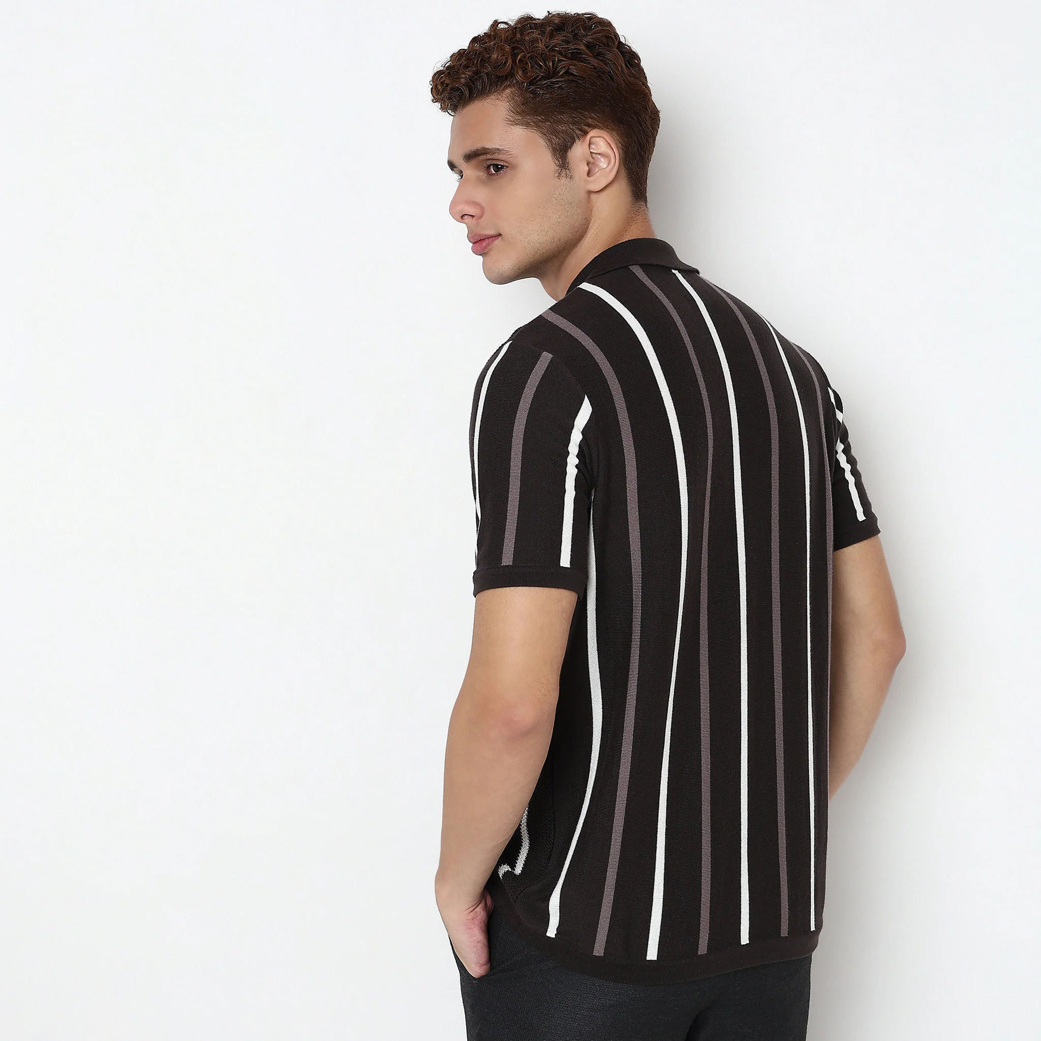Hand Knit Striped Polo T-Shirt - Image 8