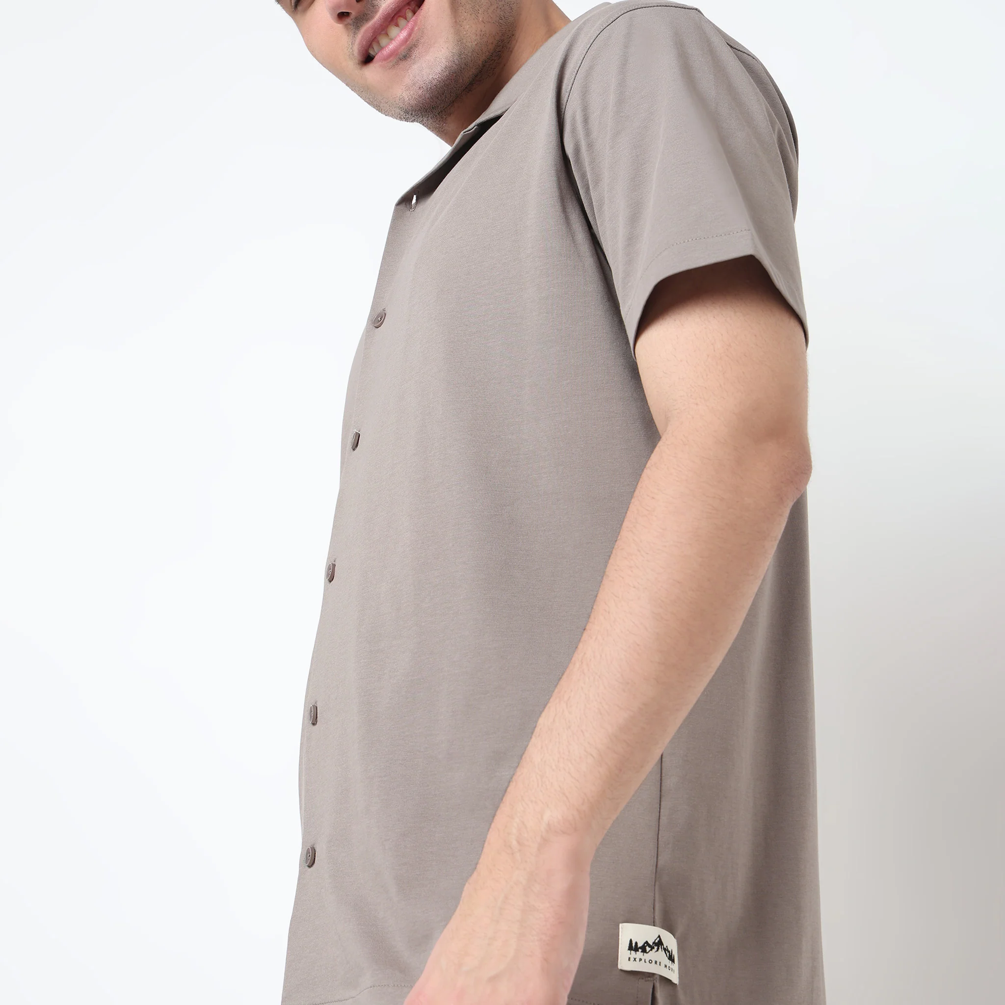Baeᵉˣ Shirt Cotton Rich Knitted Half Sleeve Camp Collar - Image 14