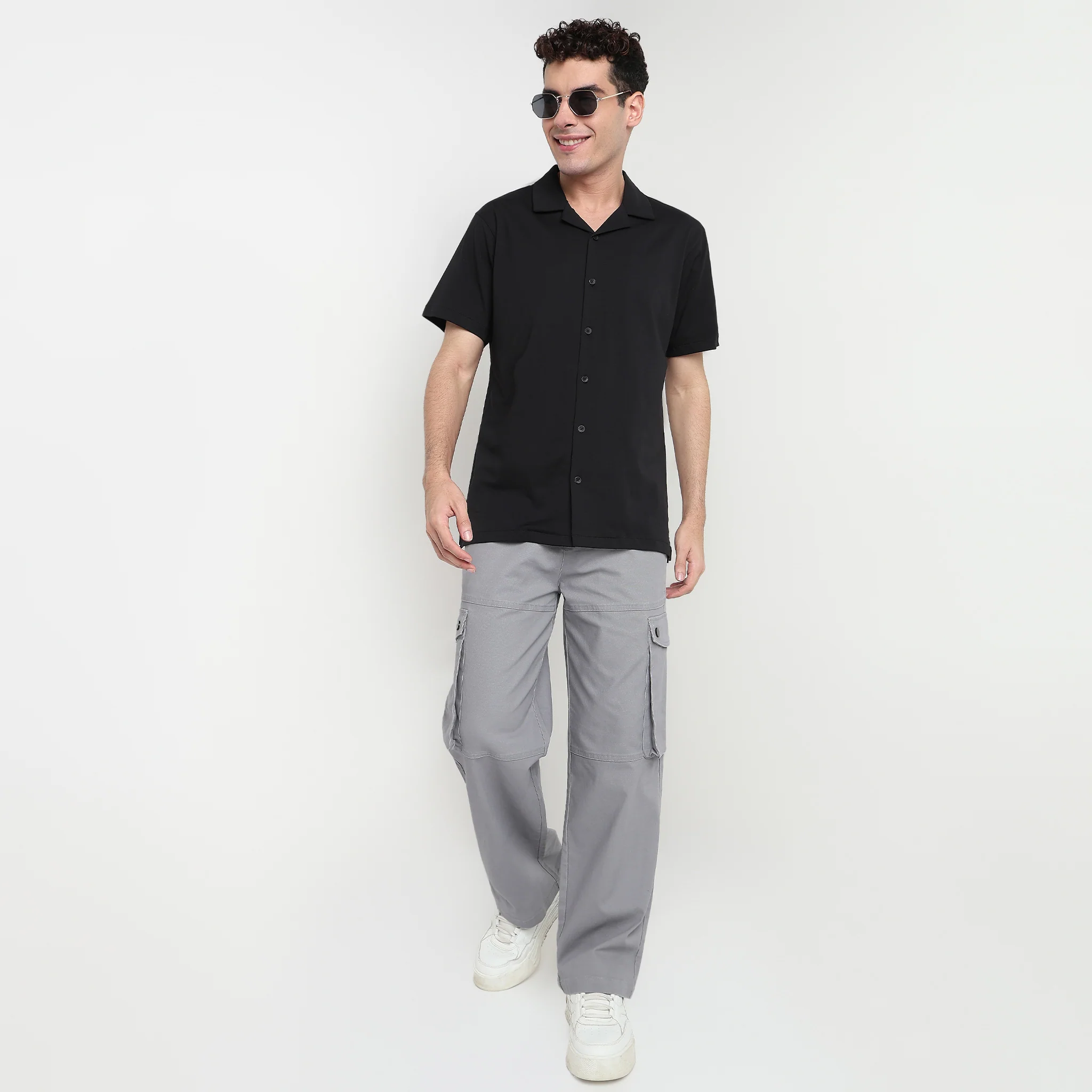 Baeᵉˣ Shirt Cotton Rich Knitted Half Sleeve Camp Collar - Image 16