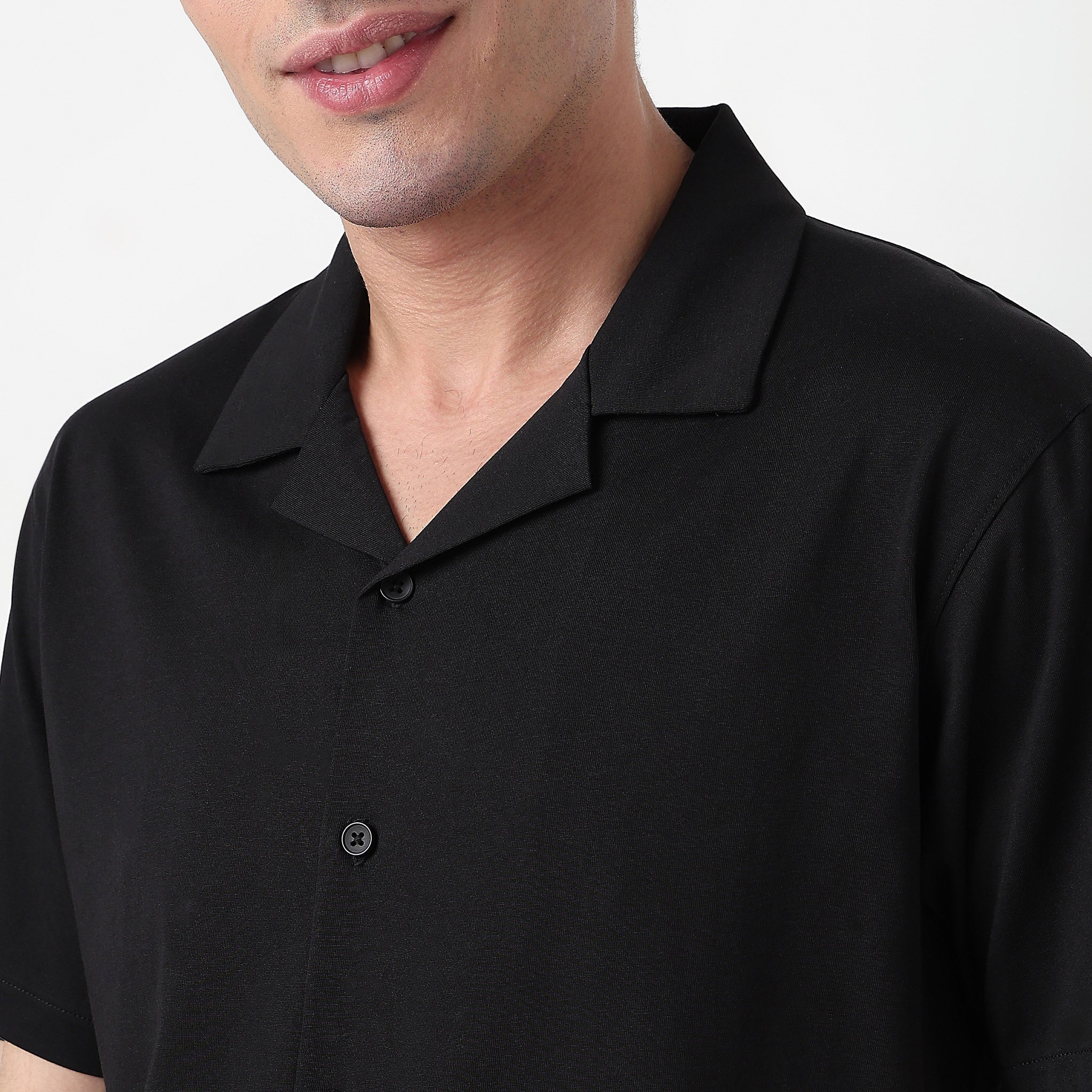 Baeᵉˣ Shirt Cotton Rich Knitted Half Sleeve Camp Collar - Image 19