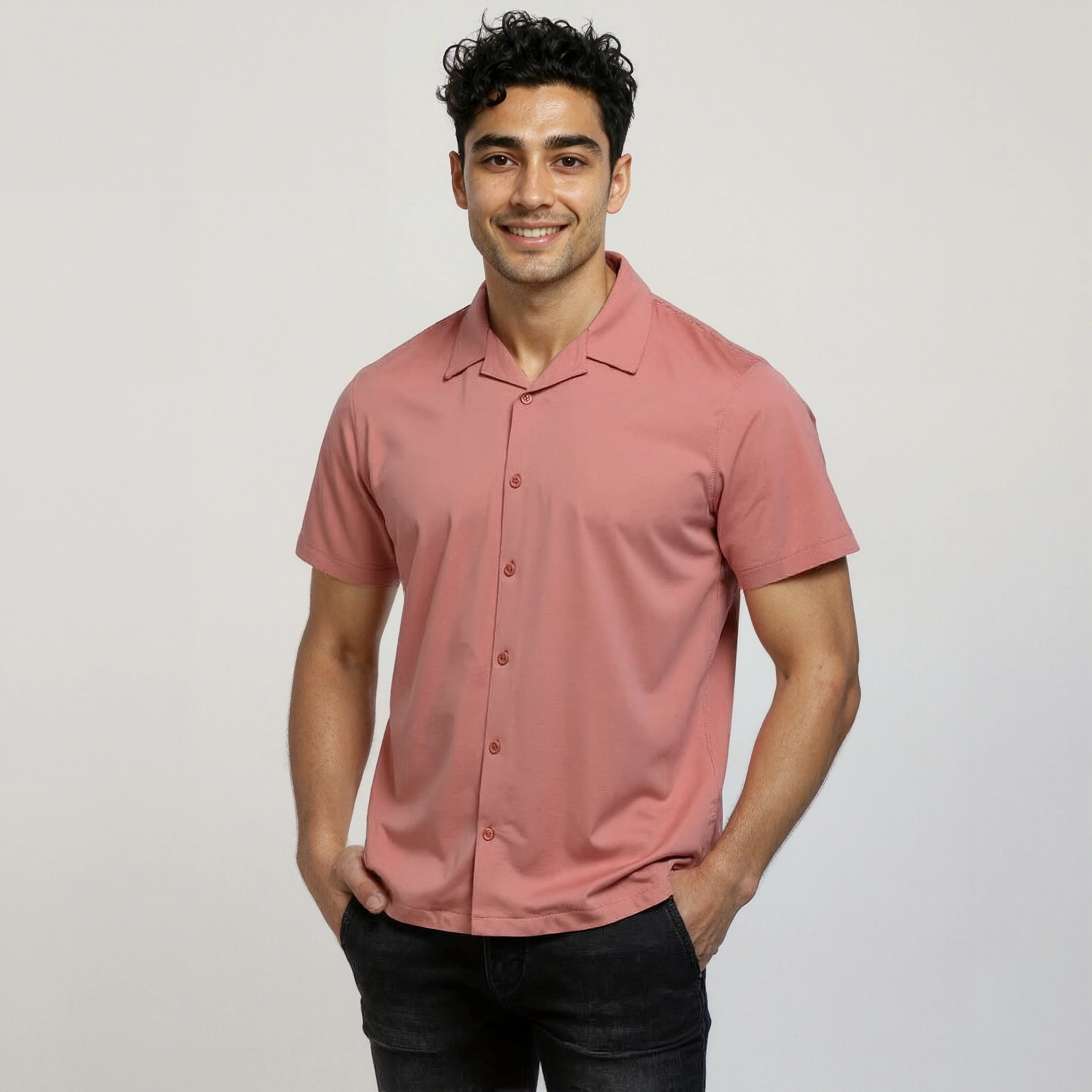 Baeᵉˣ Shirt Cotton Rich Knitted Half Sleeve Camp Collar - Image 27