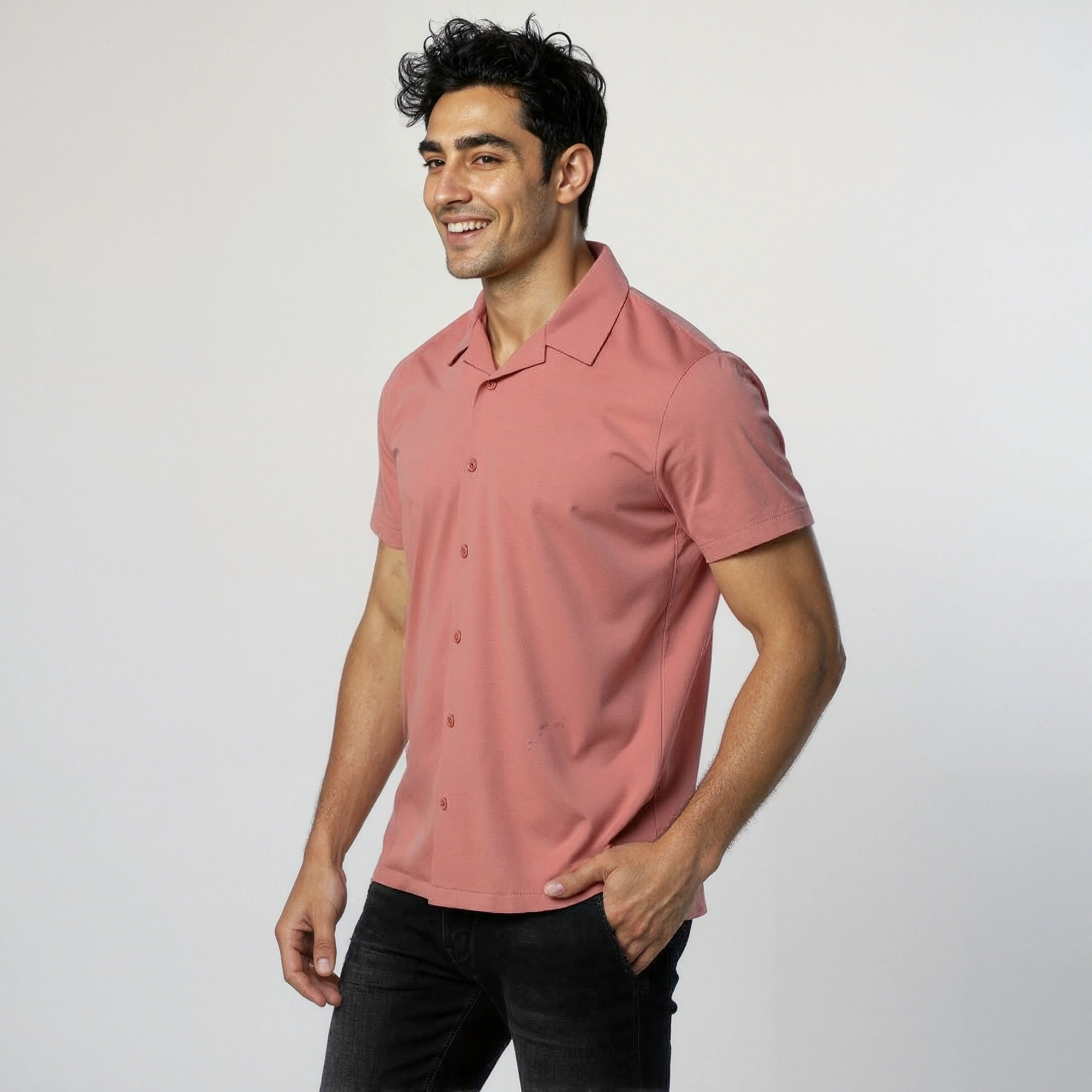 Baeᵉˣ Shirt Cotton Rich Knitted Half Sleeve Camp Collar - Image 30