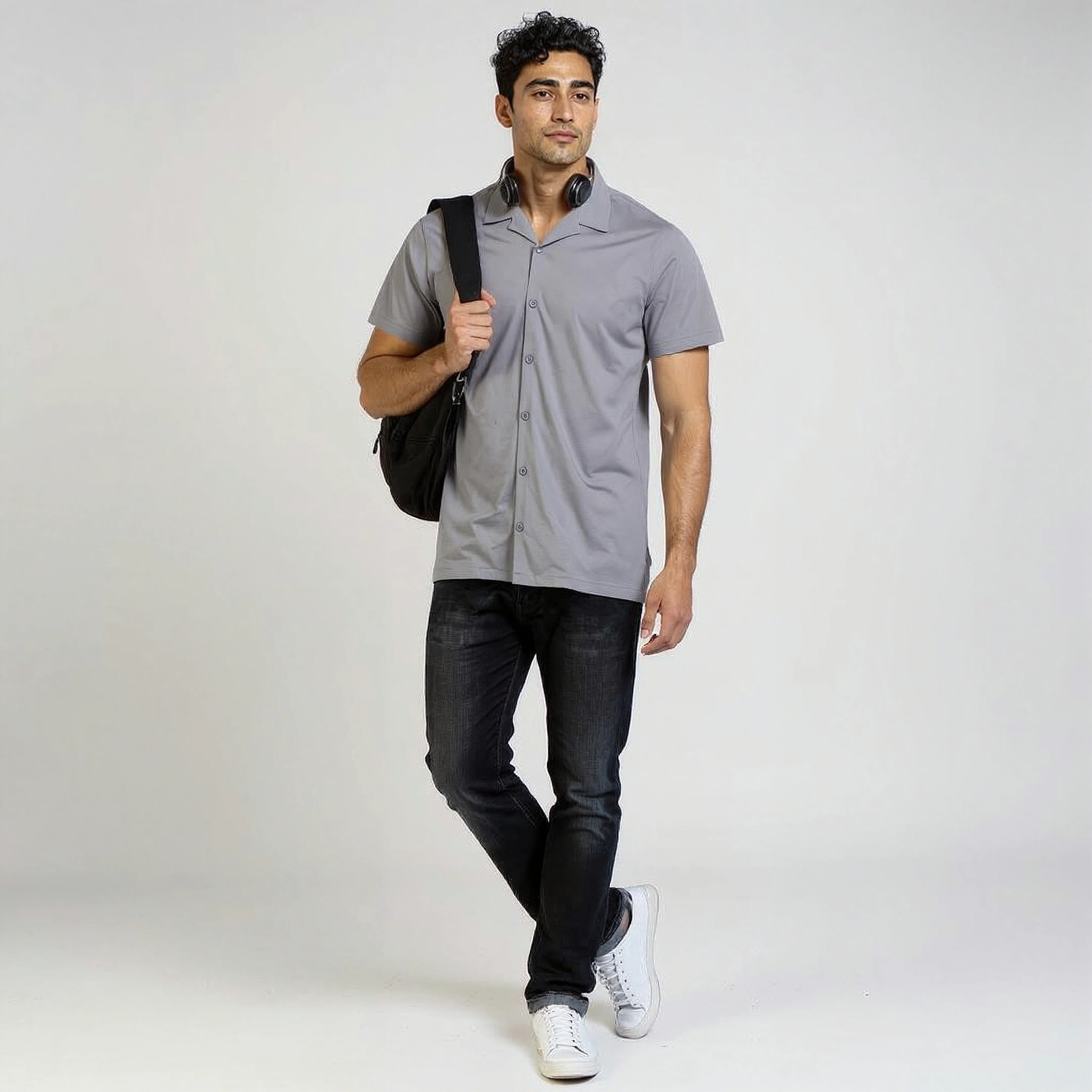 Baeᵉˣ Shirt Cotton Rich Knitted Half Sleeve Camp Collar - Image 31