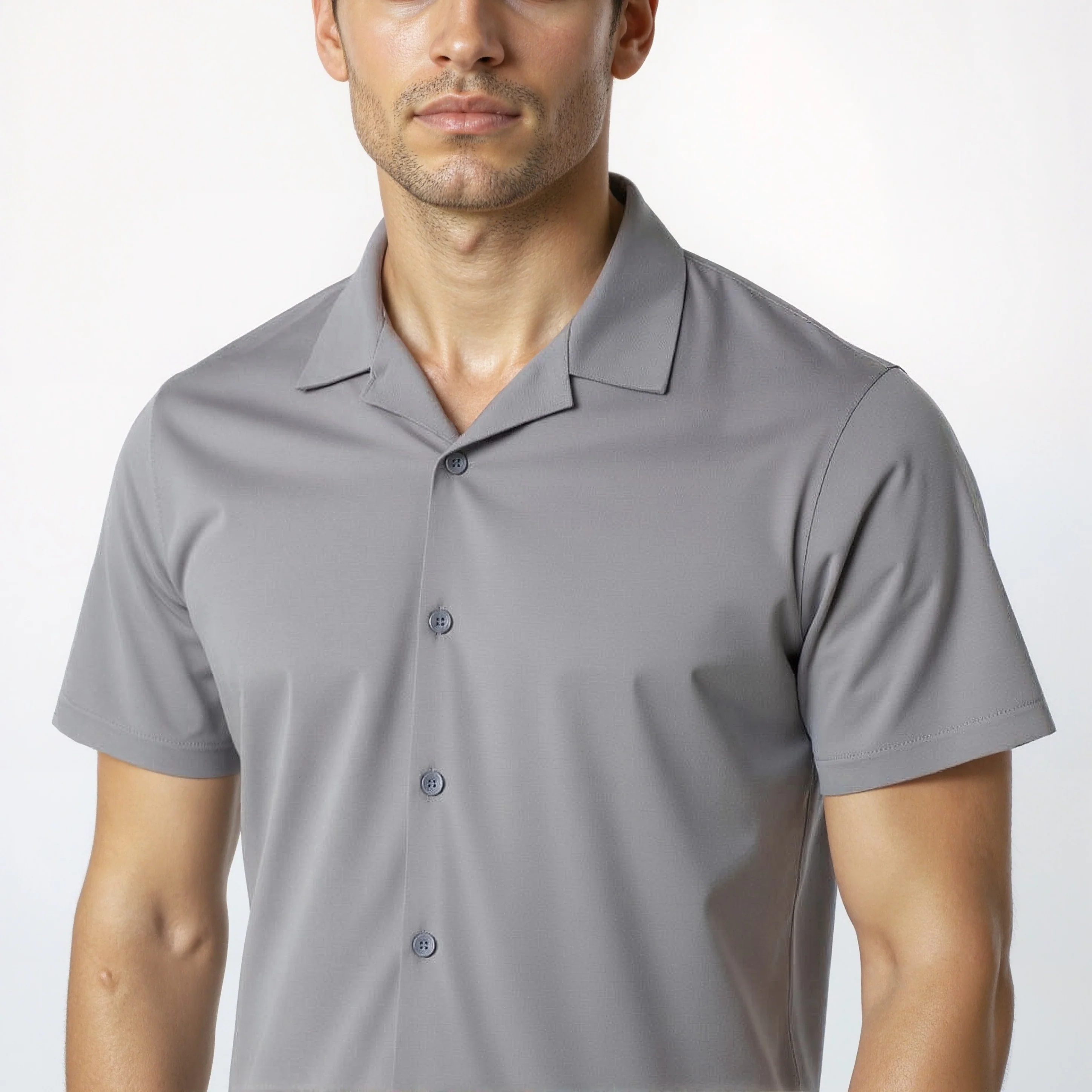 Baeᵉˣ Shirt Cotton Rich Knitted Half Sleeve Camp Collar - Image 34