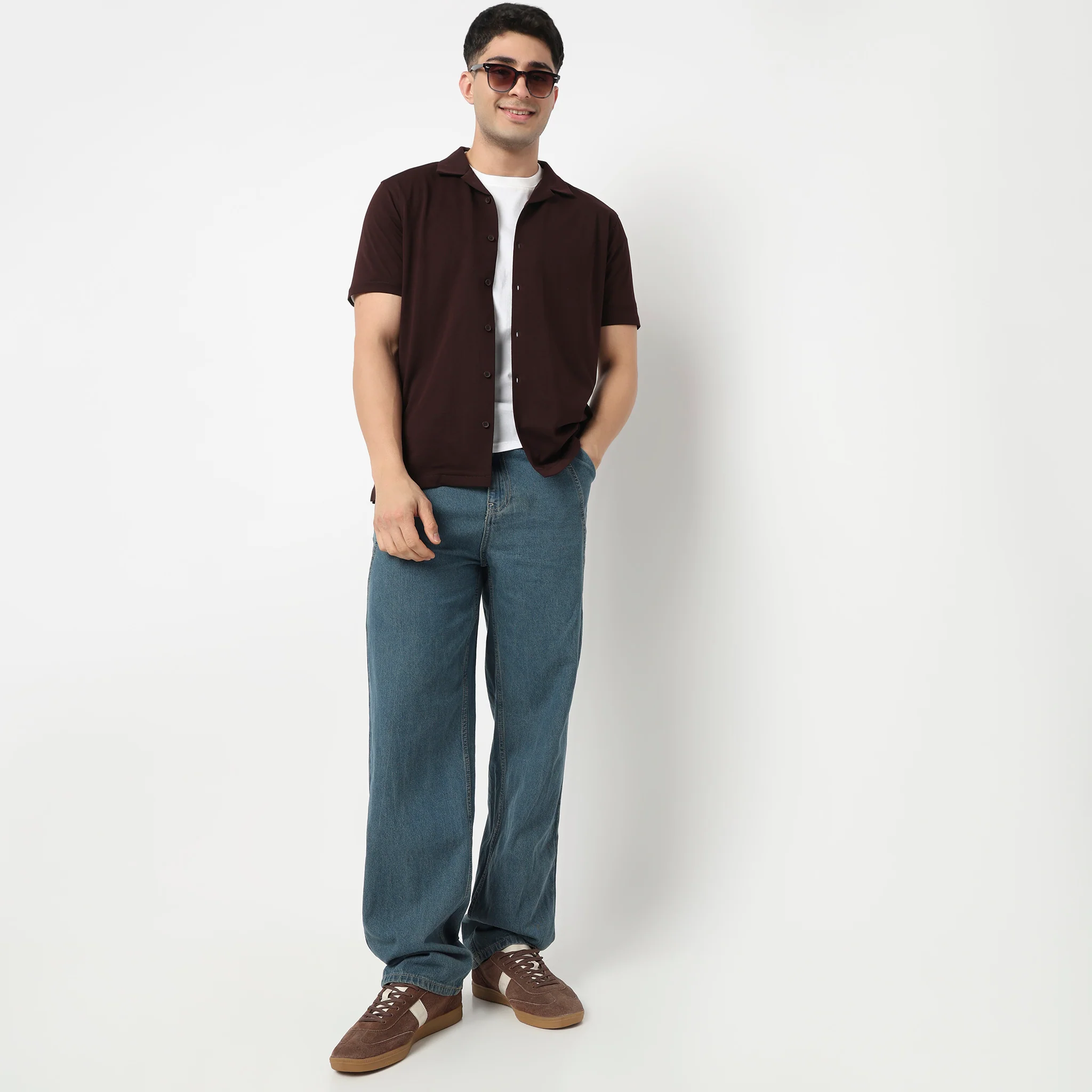 Baeᵉˣ Shirt Cotton Rich Knitted Half Sleeve Camp Collar - Image 36