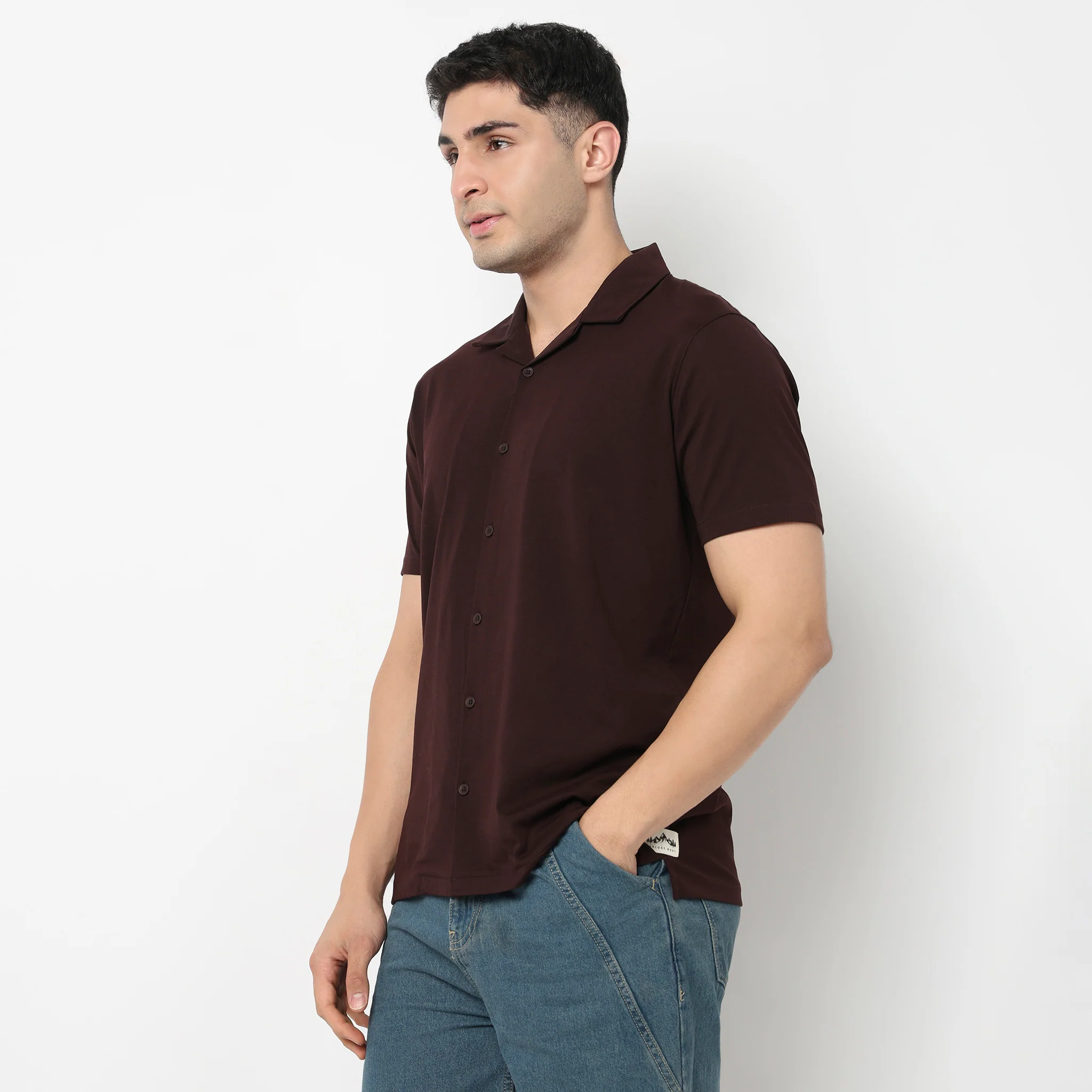 Baeᵉˣ Shirt Cotton Rich Knitted Half Sleeve Camp Collar - Image 40