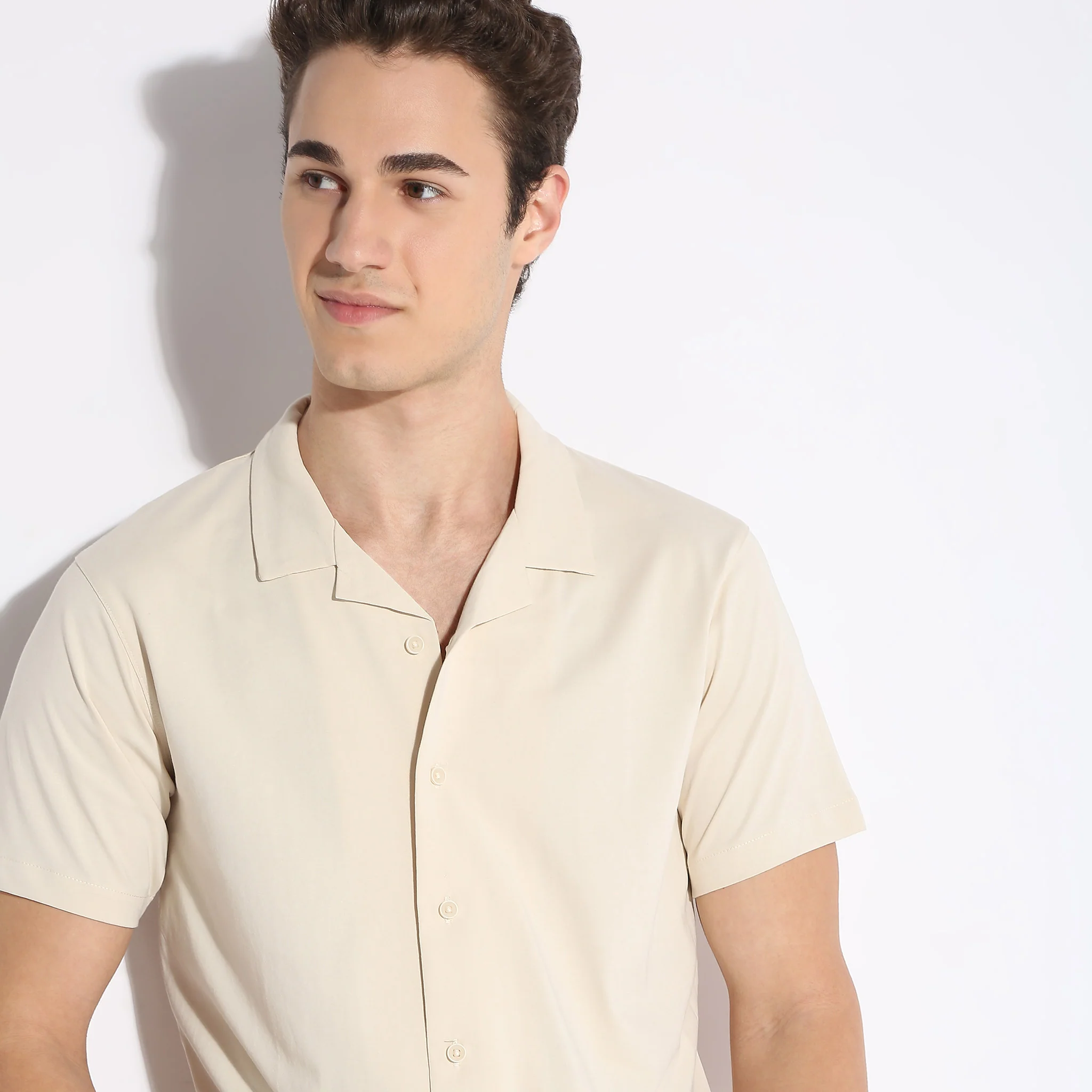 Baeᵉˣ Shirt Cotton Rich Knitted Half Sleeve Camp Collar - Image 9