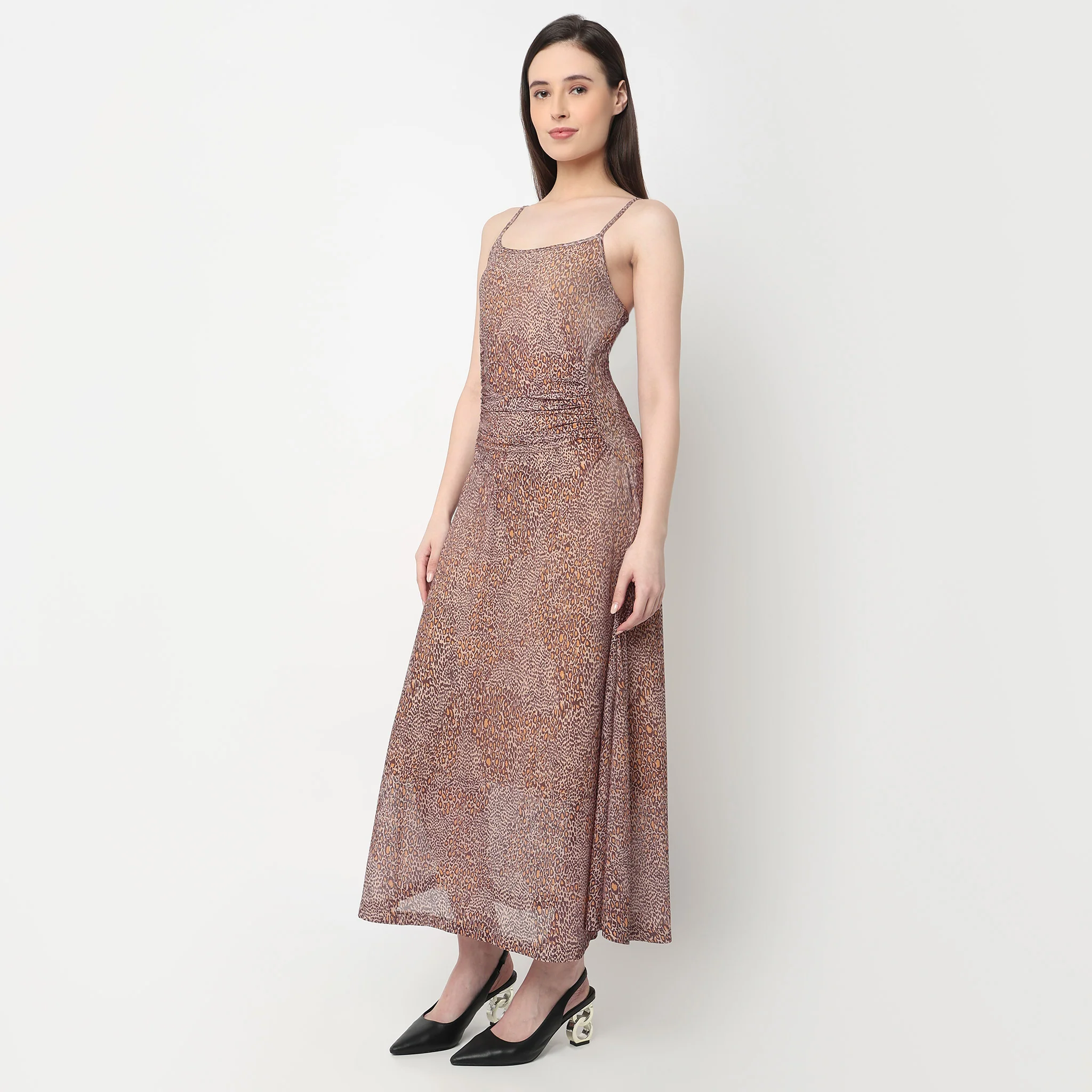 Off Shoulder Animal Print Mesh Dress - Image 5