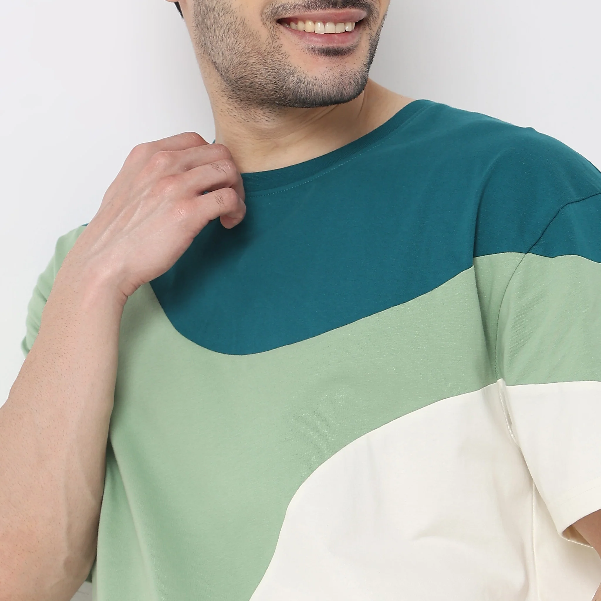 Uni Sets™ - Color Block - 100% Cotton Heavy Jersey Oversized Tee - coordinate look With shorts - Image 4