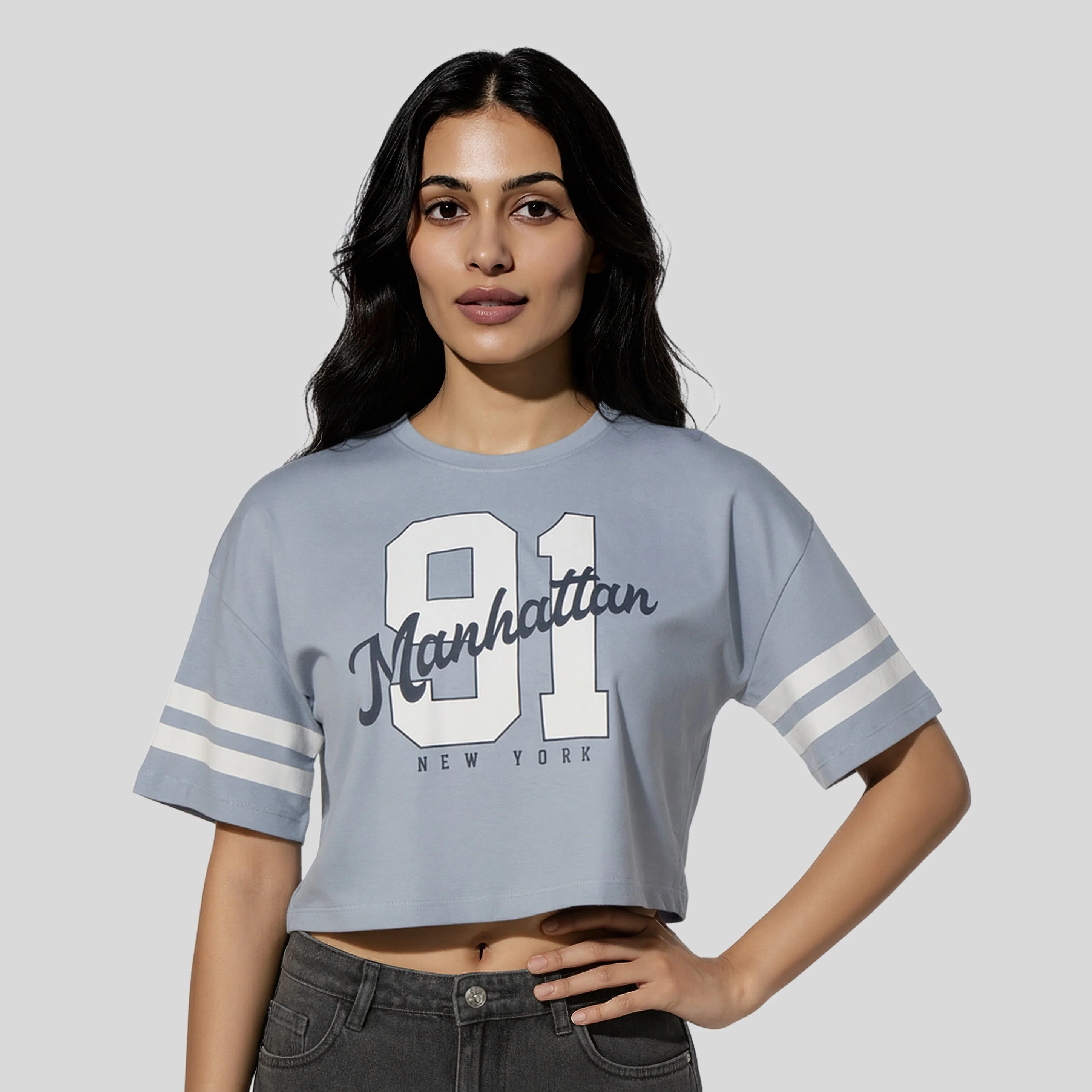 Oversize Cotton Graphic Crop T-Shirt - Image 2