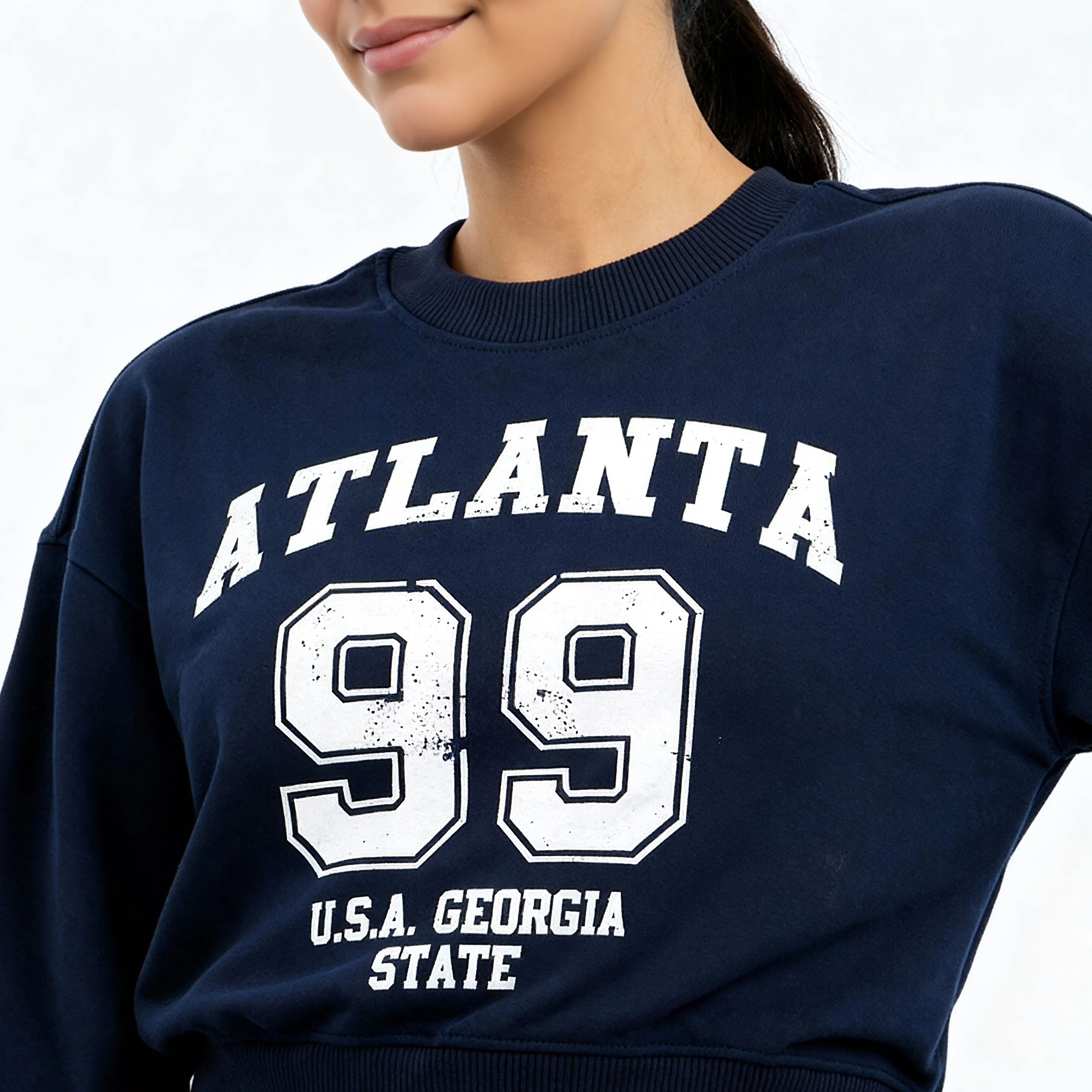 Oversize Cotton Graphic Cropped Sweat Tee - Image 4