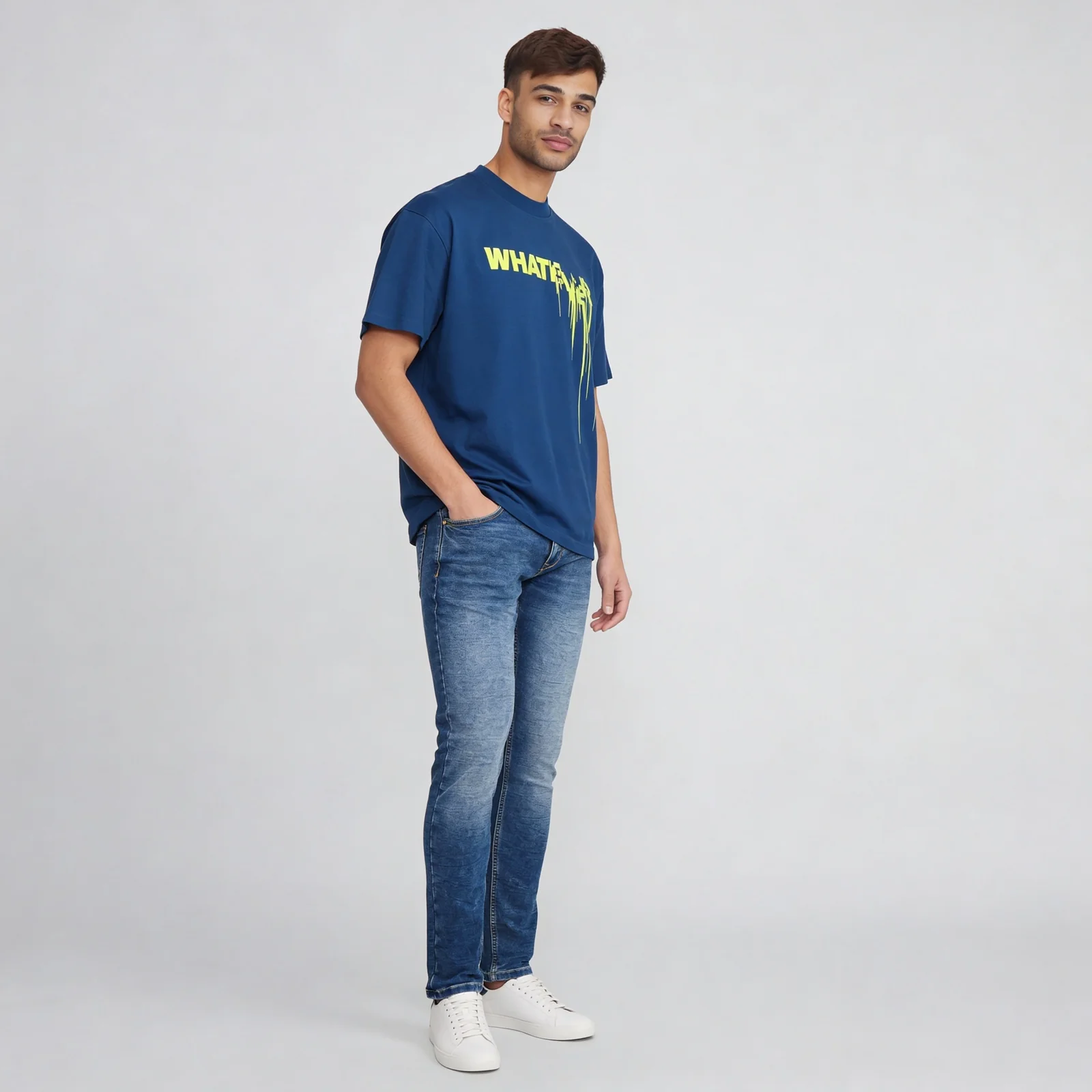 Oversize Cotton Graphic Slogan T-Shirt