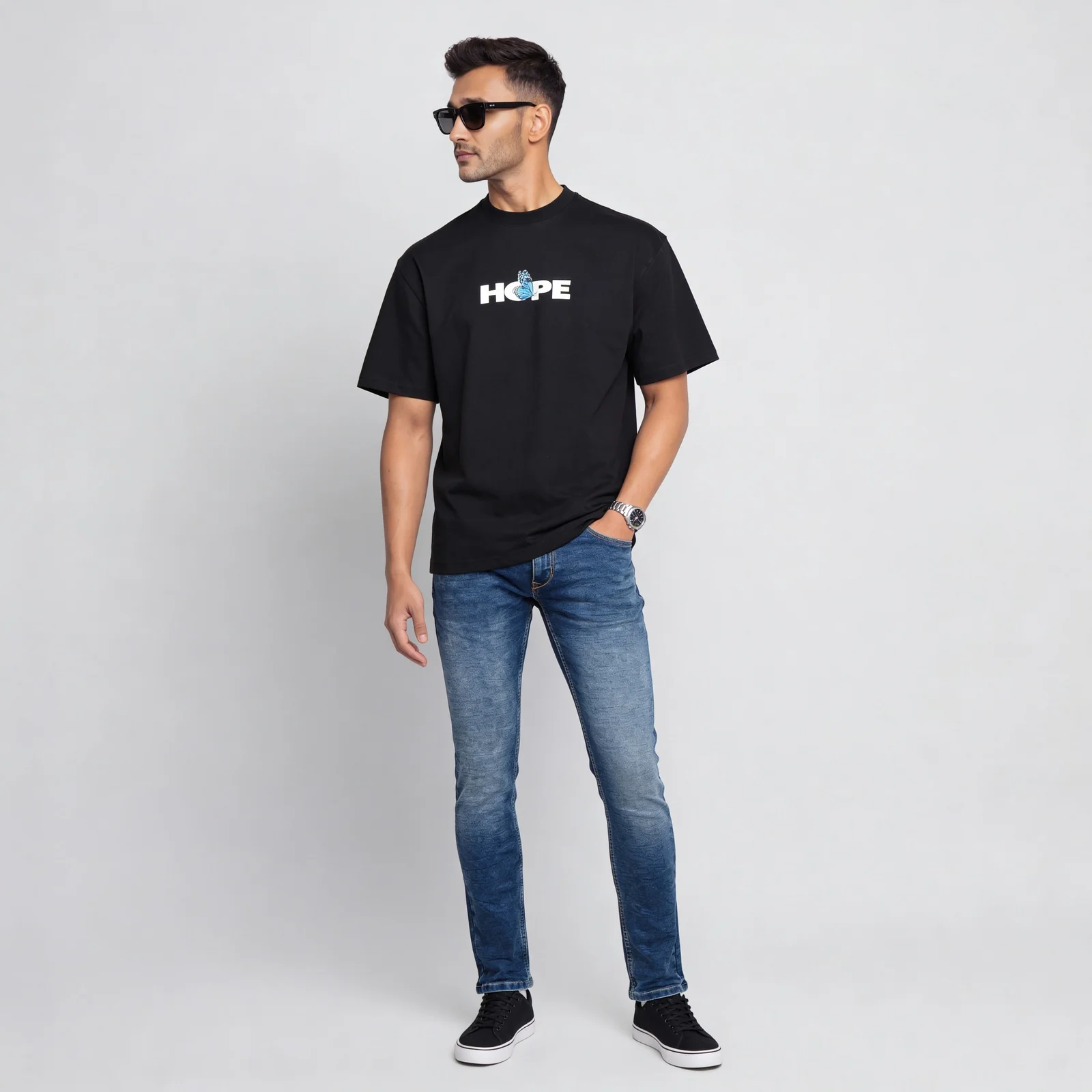 Oversize Cotton Graphic Slogan T-Shirt