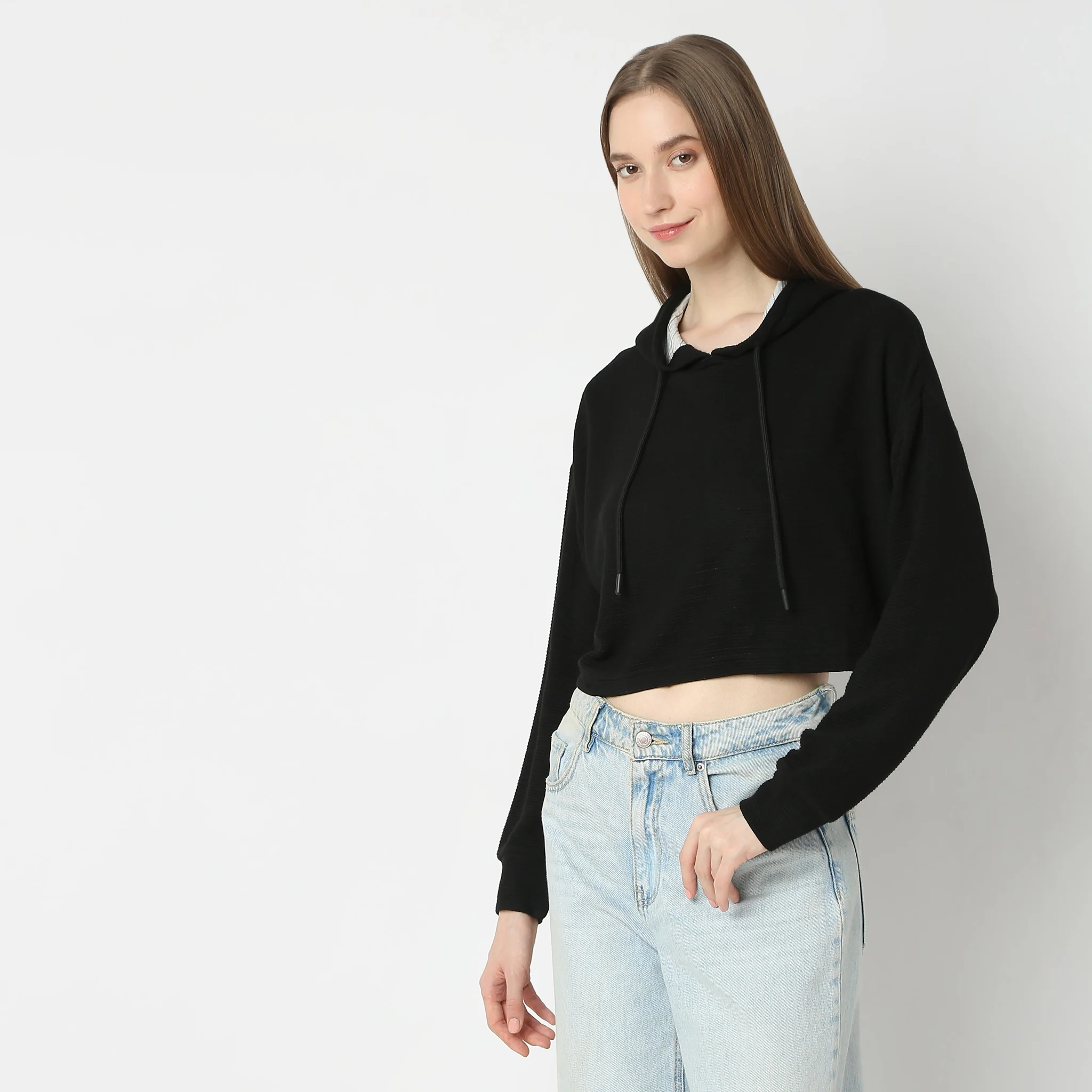 Oversize Cropped Straight Hem Sweat Tee - Image 5