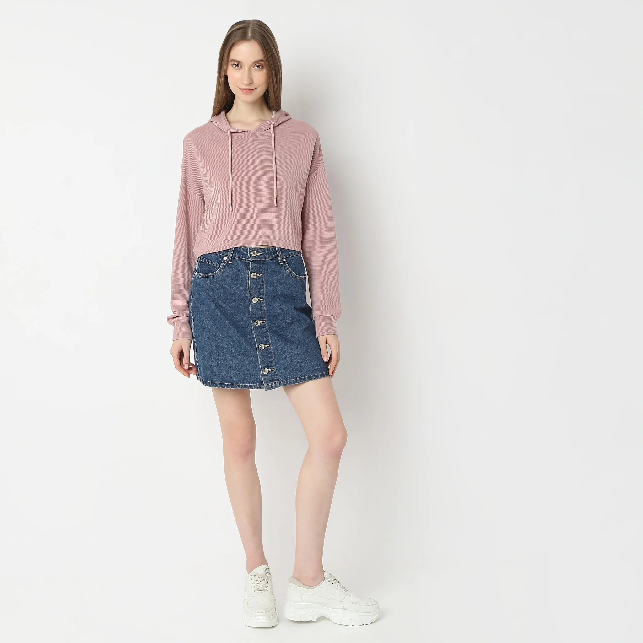 Oversize Cropped Straight Hem Sweat Tee - Image 7