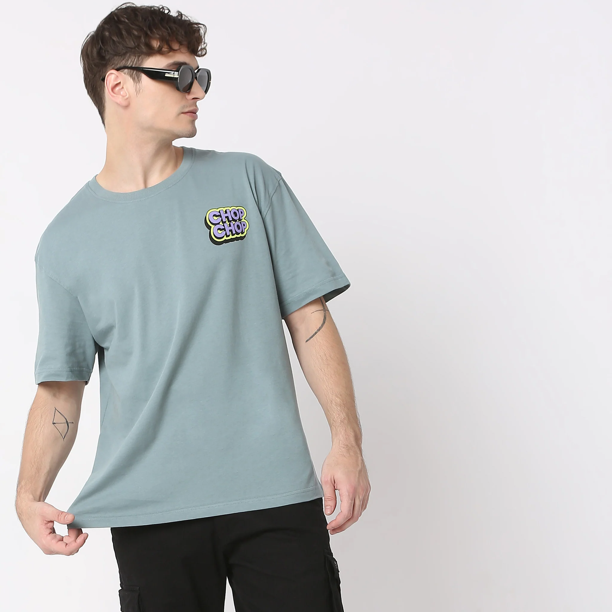 Oversize Graphic Crew Neck Slogan T-Shirt