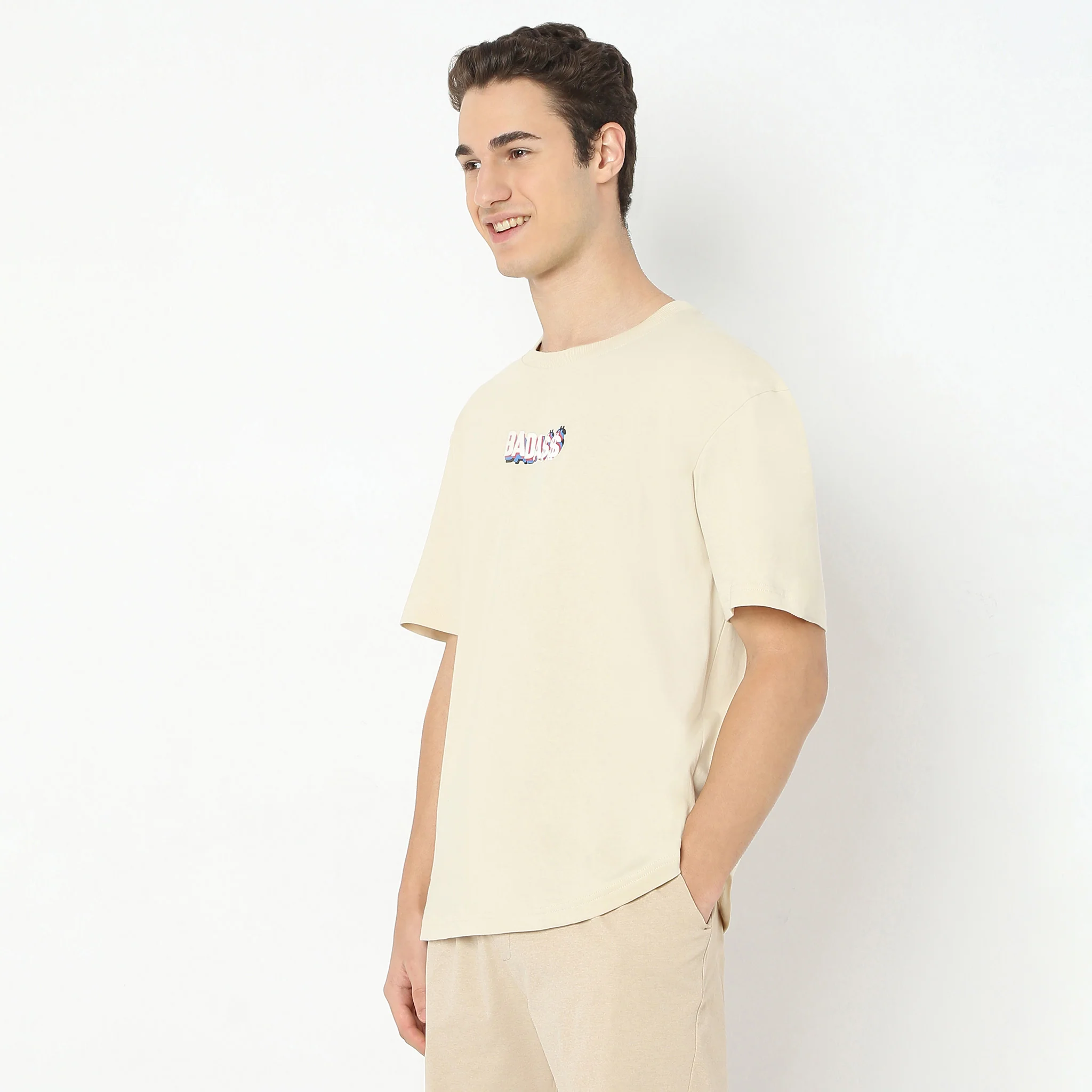Oversize Graphic Crew Neck Slogan T-Shirt - Image 4