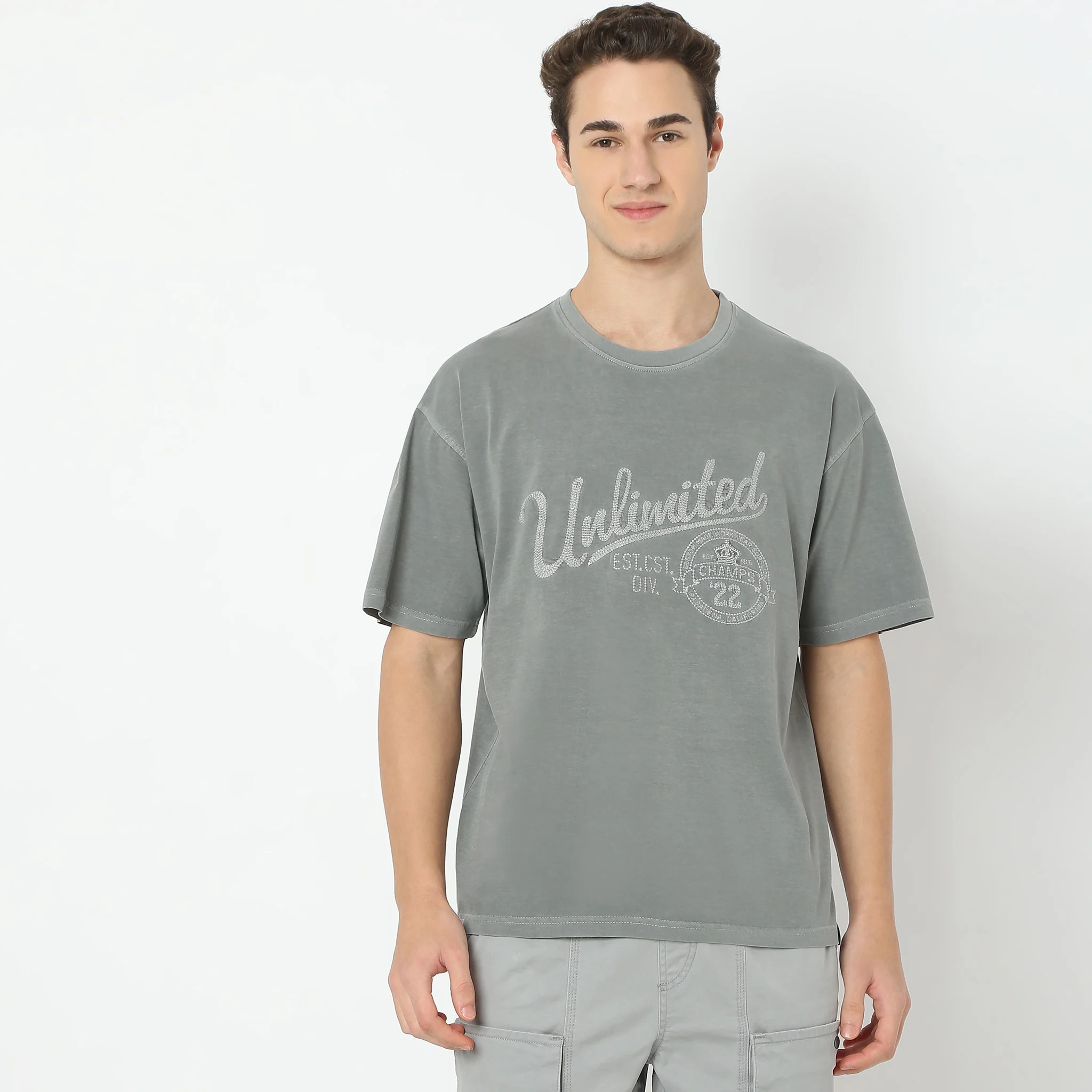 Oversize Graphic Crew Neck Union T-Shirt - Image 2
