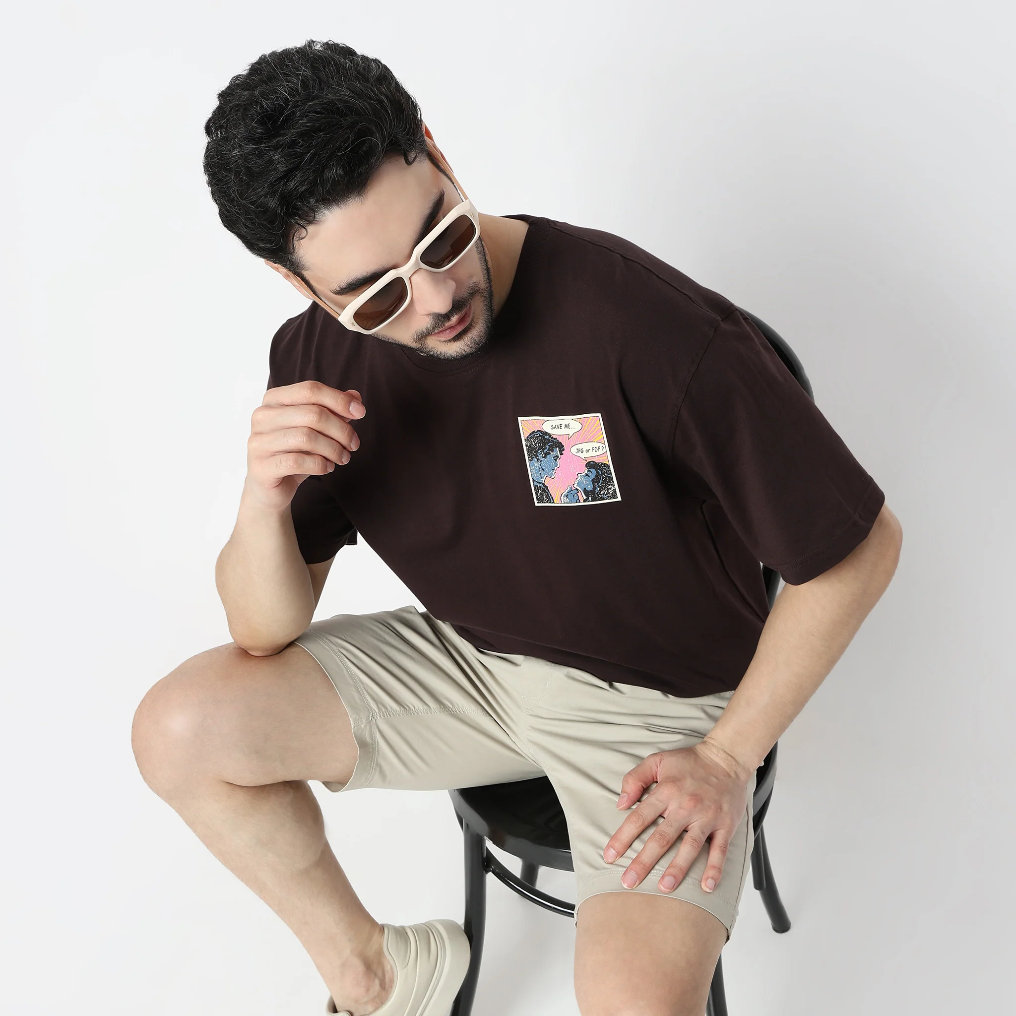 Oversize Graphic Crew Neck Slogan T-Shirt - Image 2