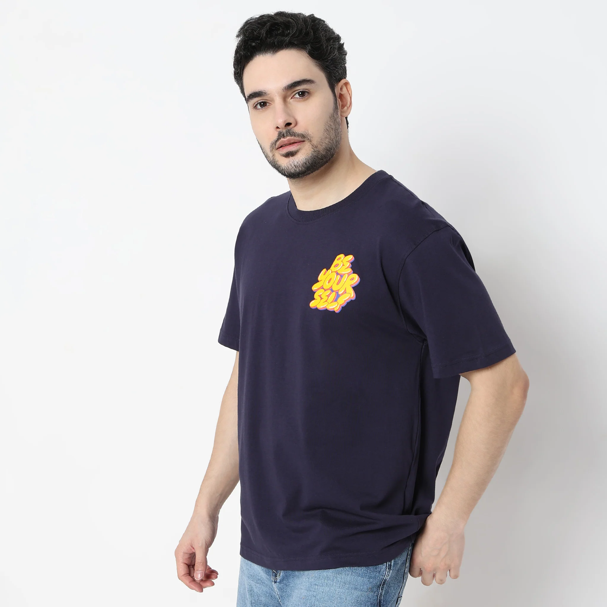 Oversize Graphic Crew Neck Slogan T-Shirt - Image 4