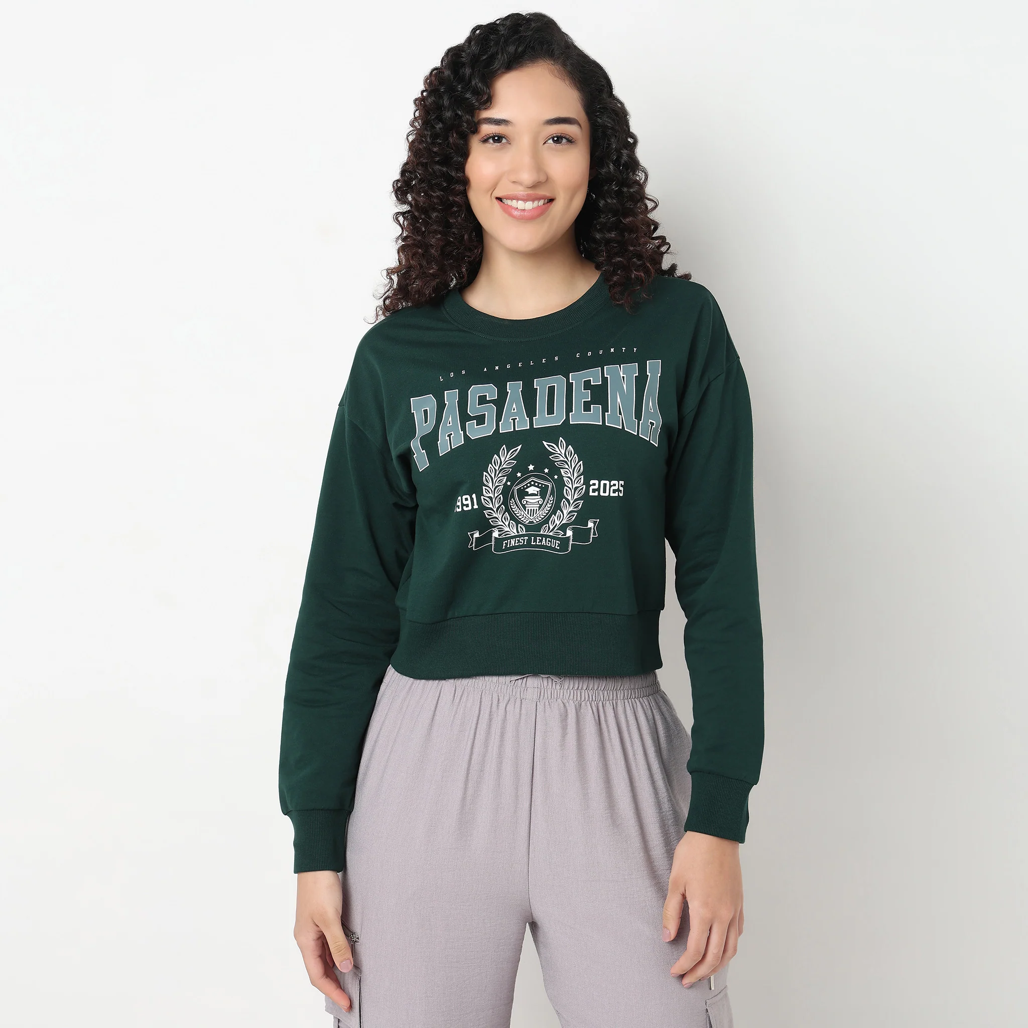 Graphic Oversize Crop Sweat Tee - Image 2