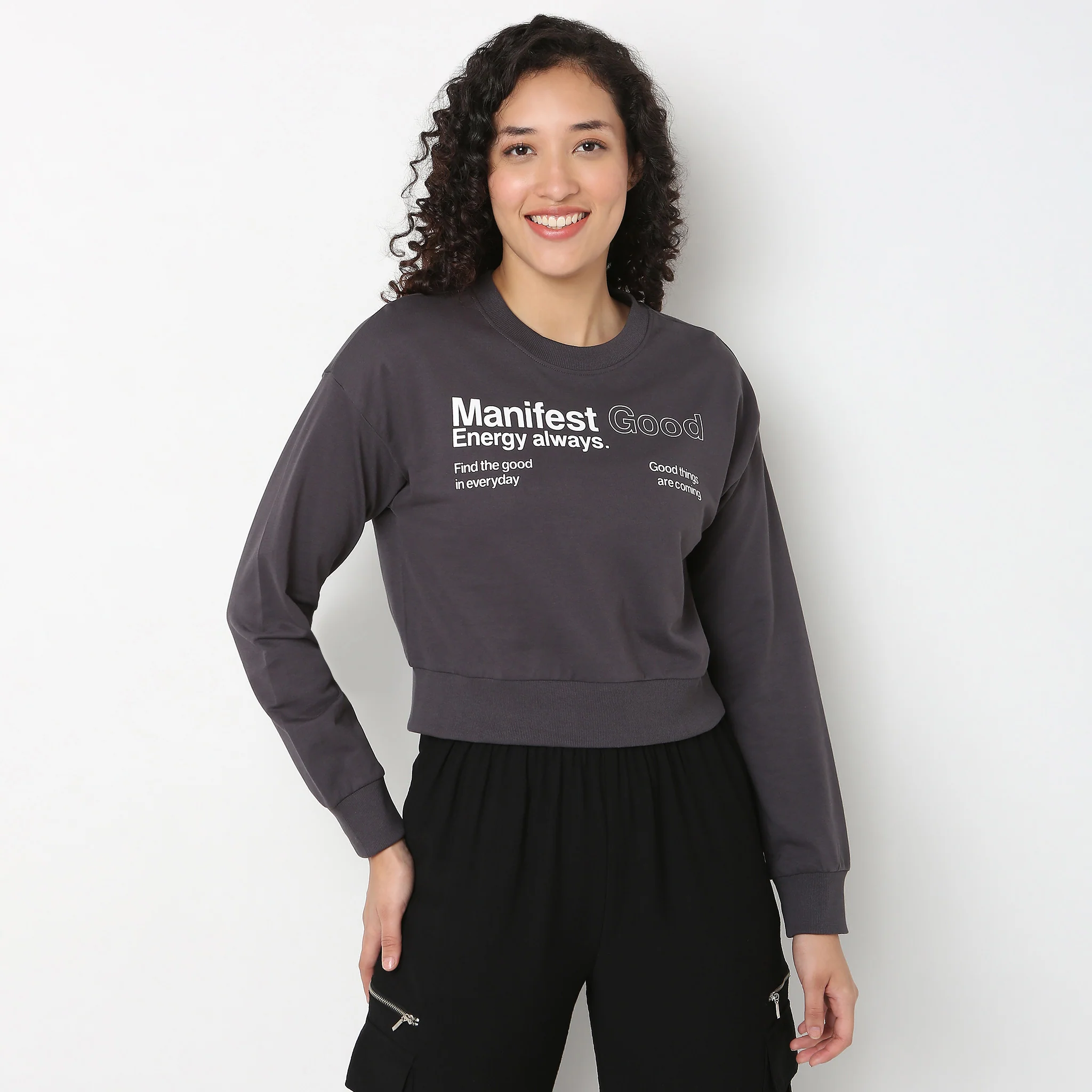 Graphic Oversize Crop Sweat Tee - Image 2