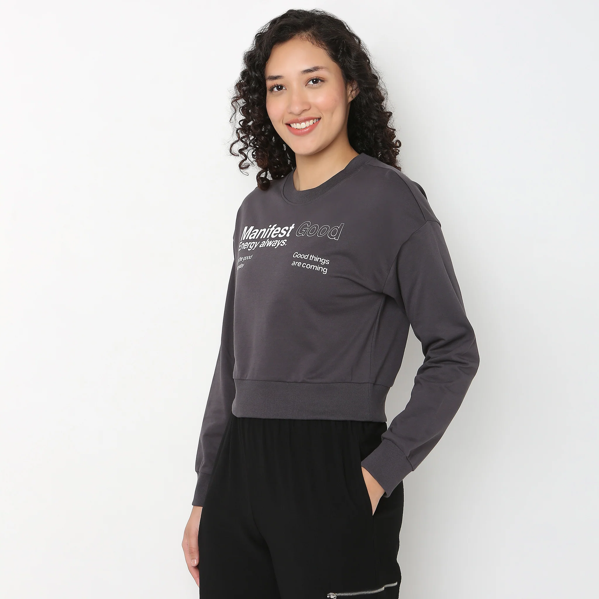 Graphic Oversize Crop Sweat Tee - Image 5