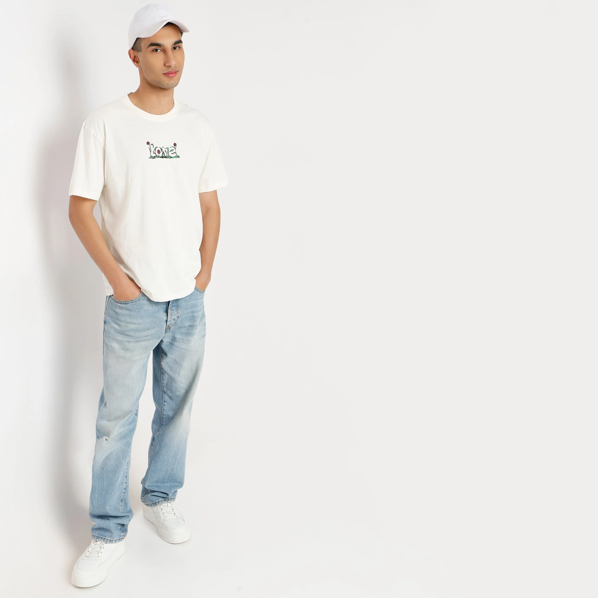 Oversize Graphic Crew Neck Slogan T-Shirt