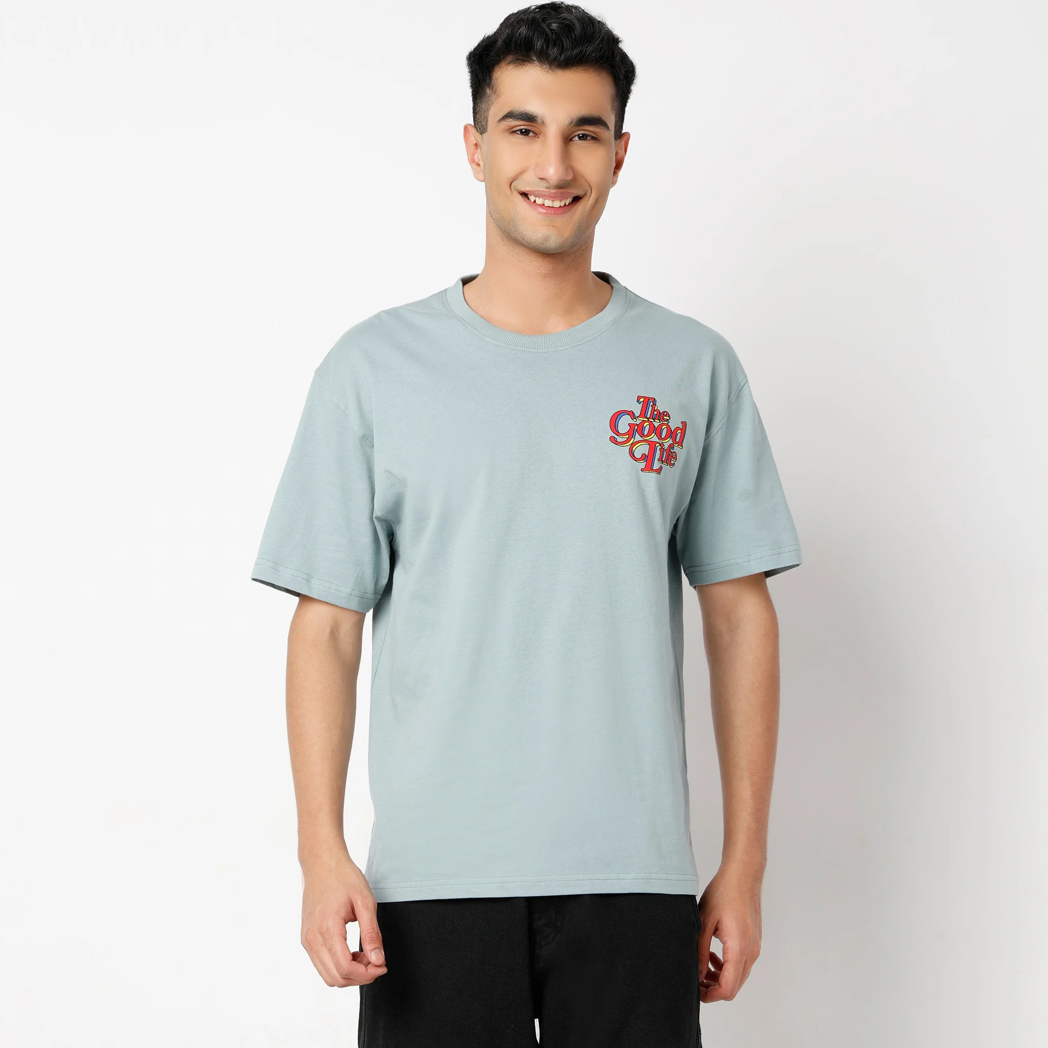 Oversize Graphic Crew Neck Slogan T-Shirt - Image 2