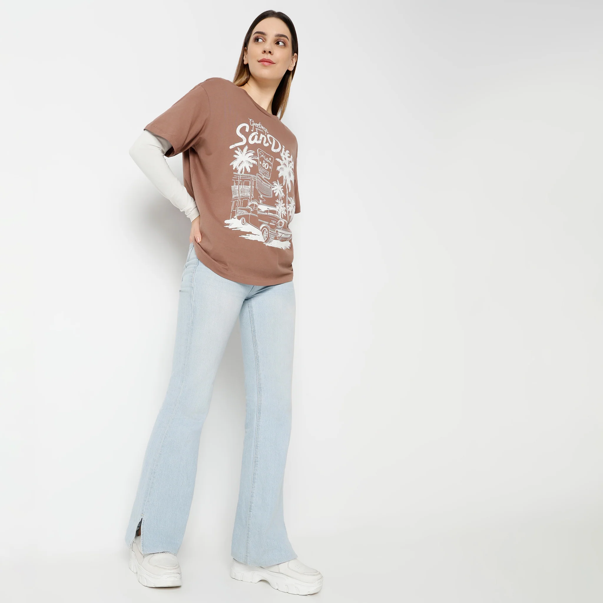 Oversize Graphic Round Neck Short Sleeve Made With Comfortable Fabric T-Shirt - Image 2