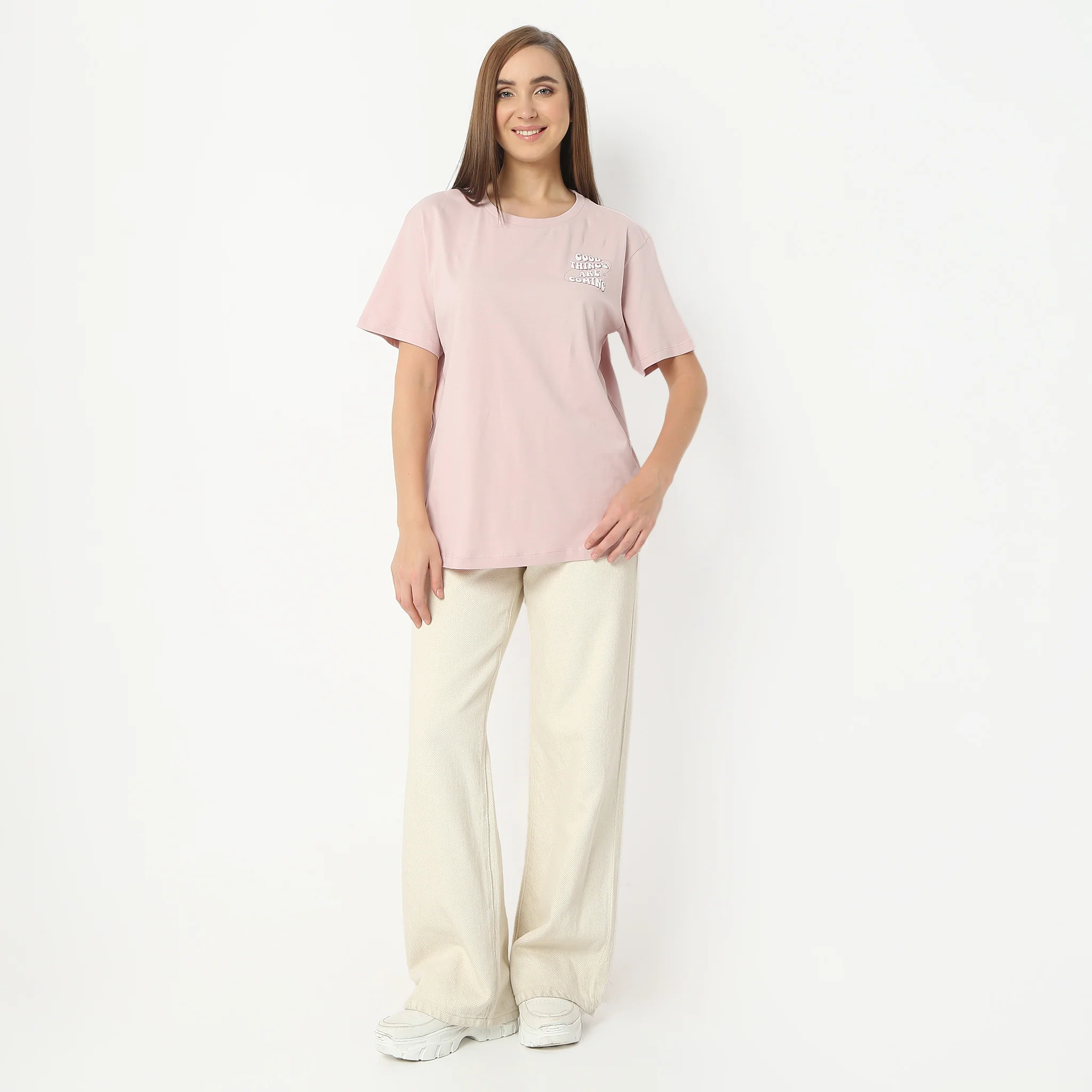 Oversize Printed Round Neck Short Sleeve T-Shirt - Image 2