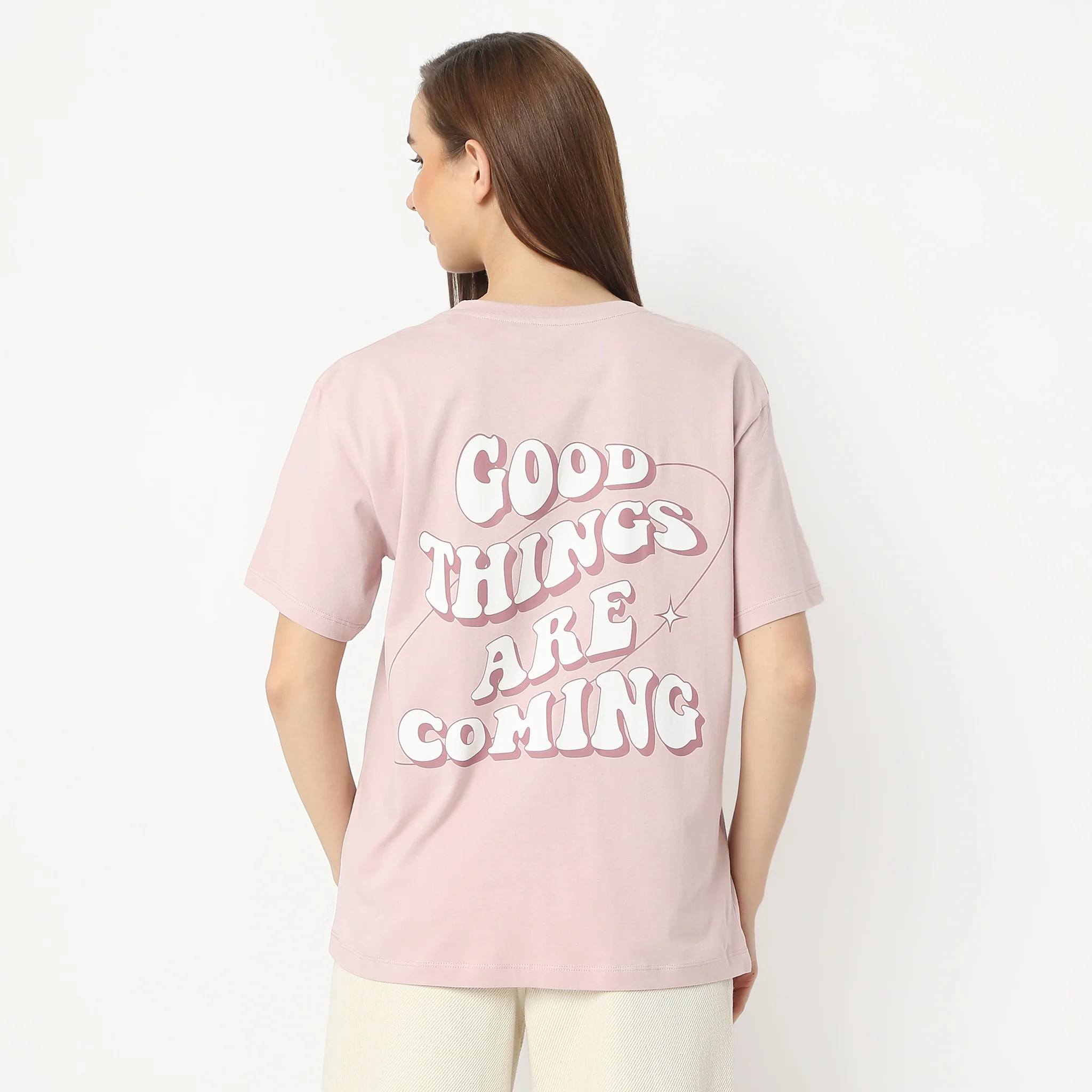 Oversize Printed Round Neck Short Sleeve T-Shirt - Image 3