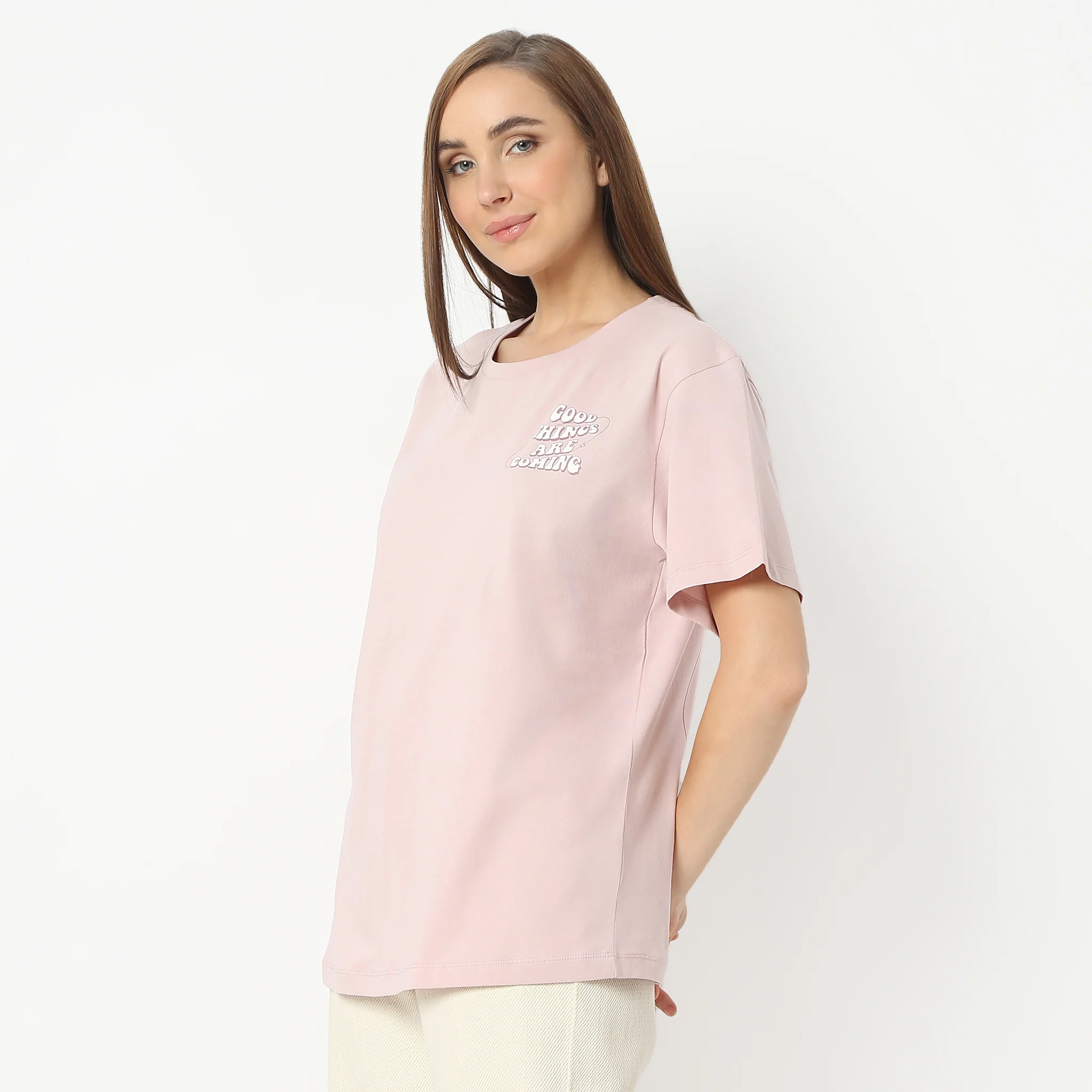 Oversize Printed Round Neck Short Sleeve T-Shirt - Image 4