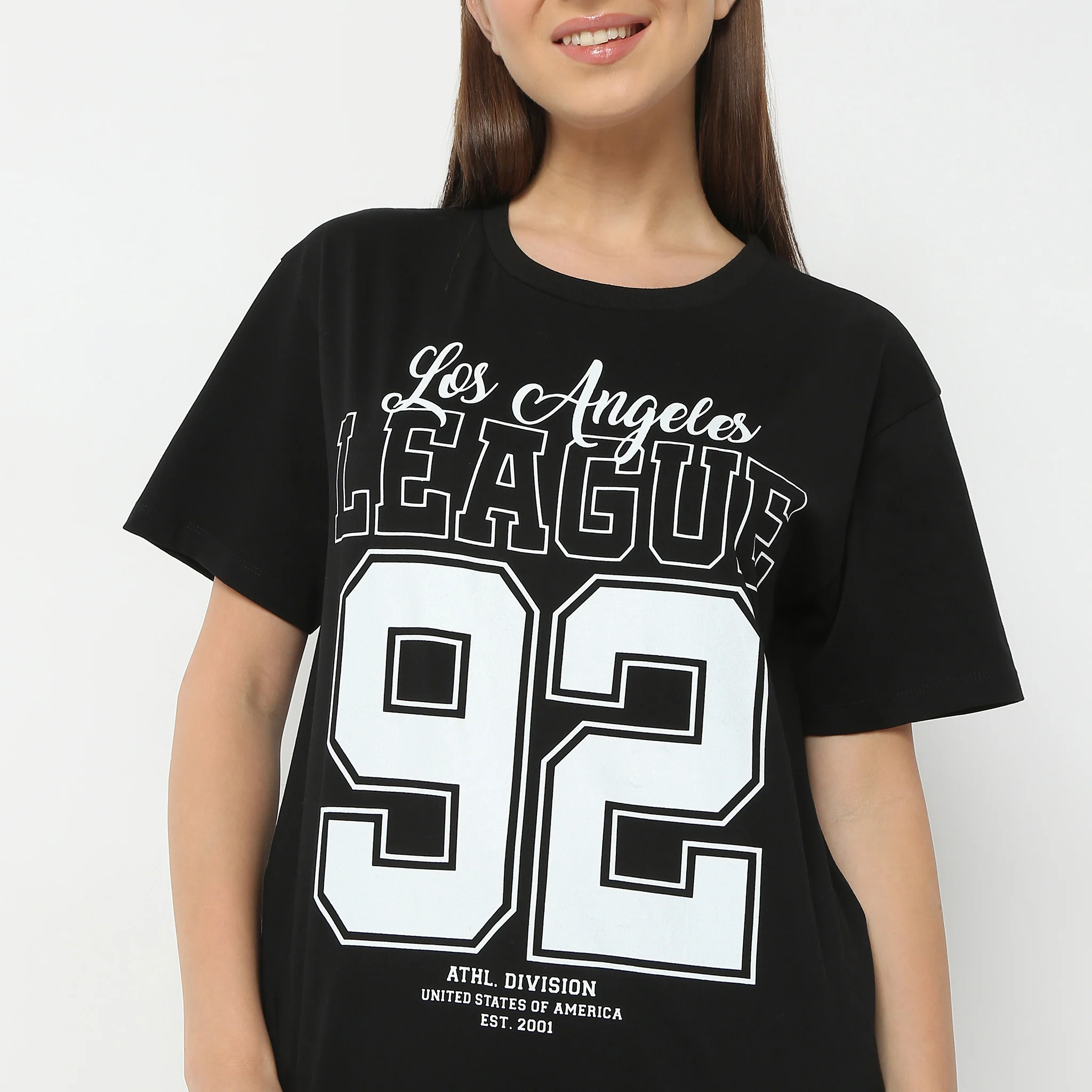 Oversize Printed Round Neck Short Sleeve T-Shirt - Image 5